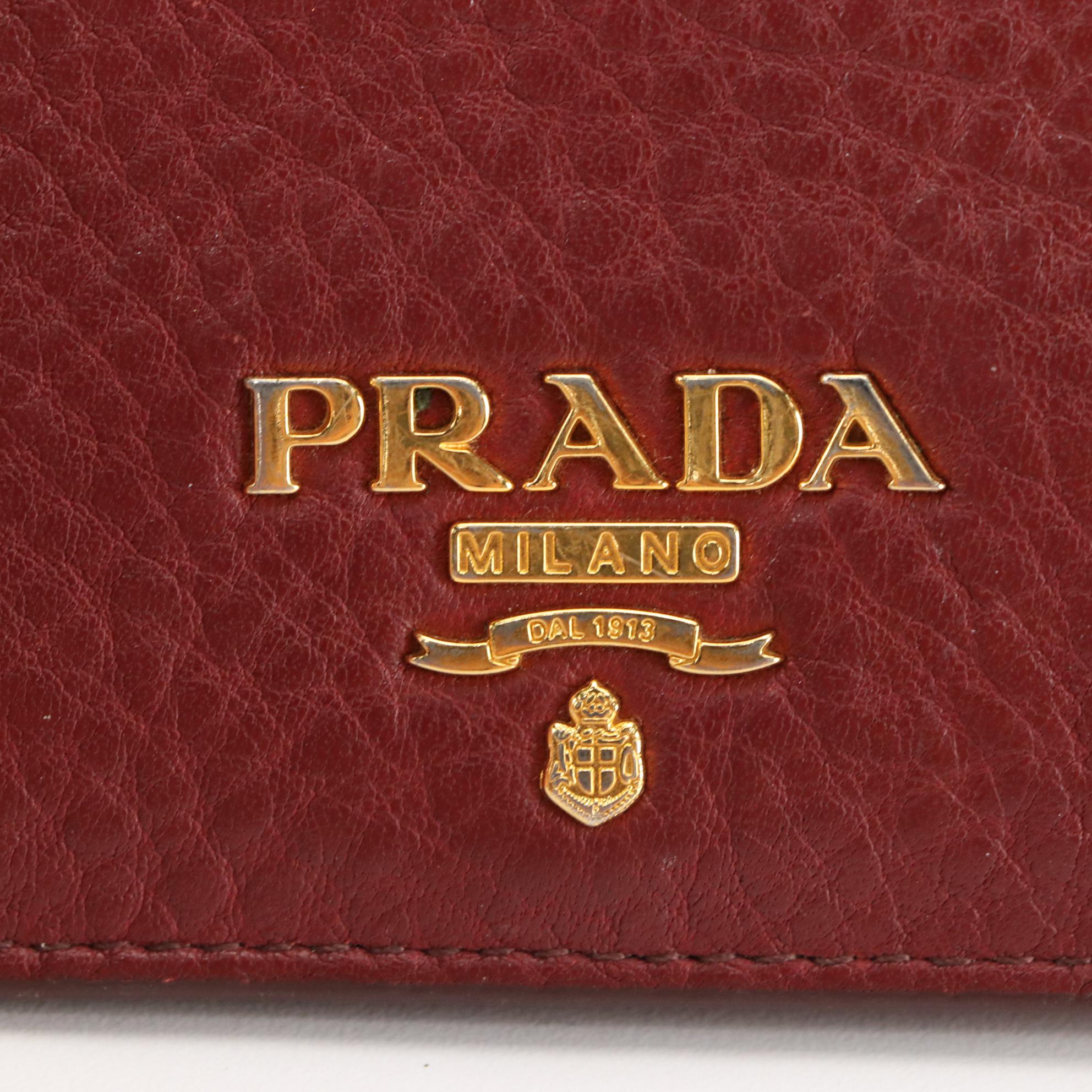Prada Compact Wallet in Pebble Grain Leather