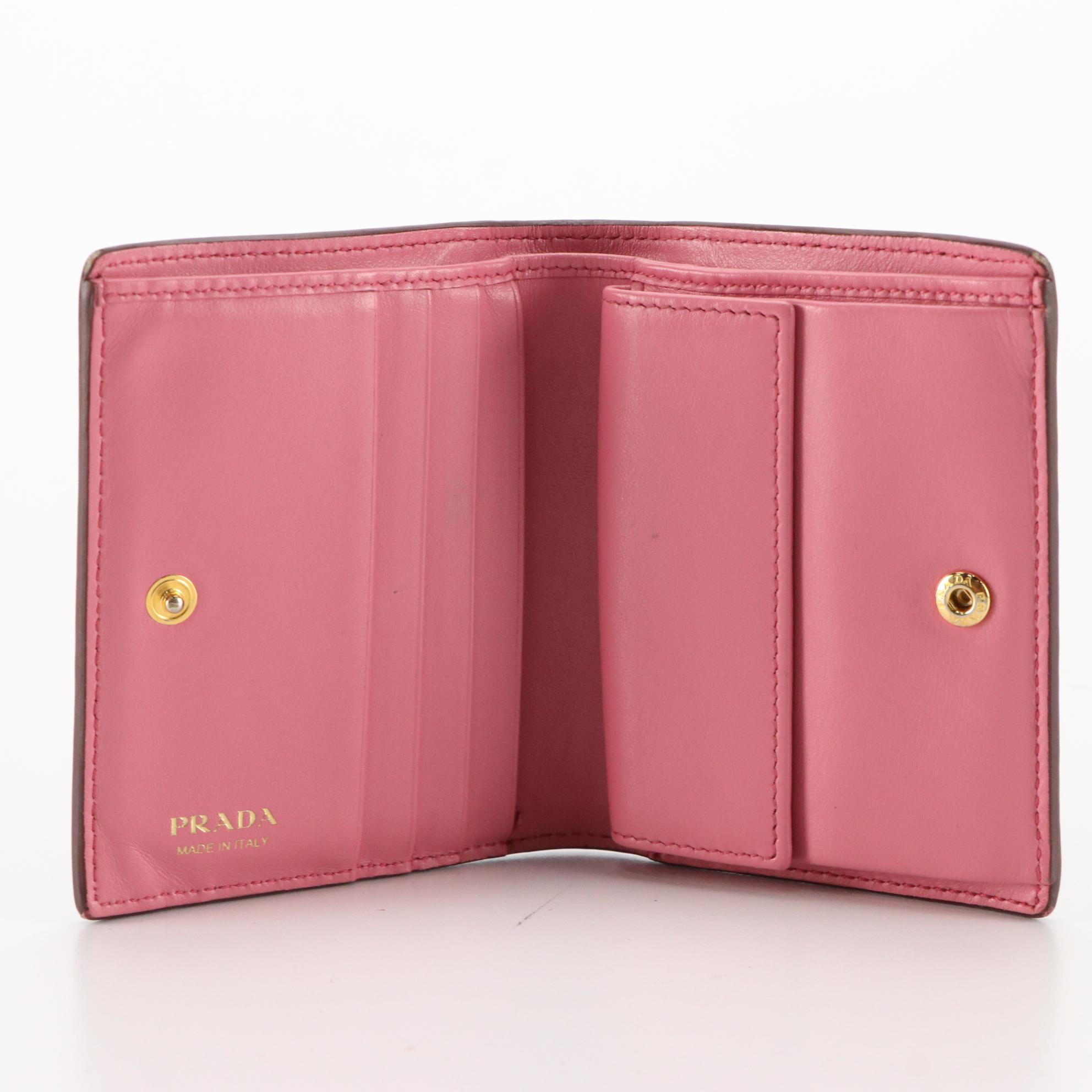 Prada Compact Wallet in Pebble Grain Leather