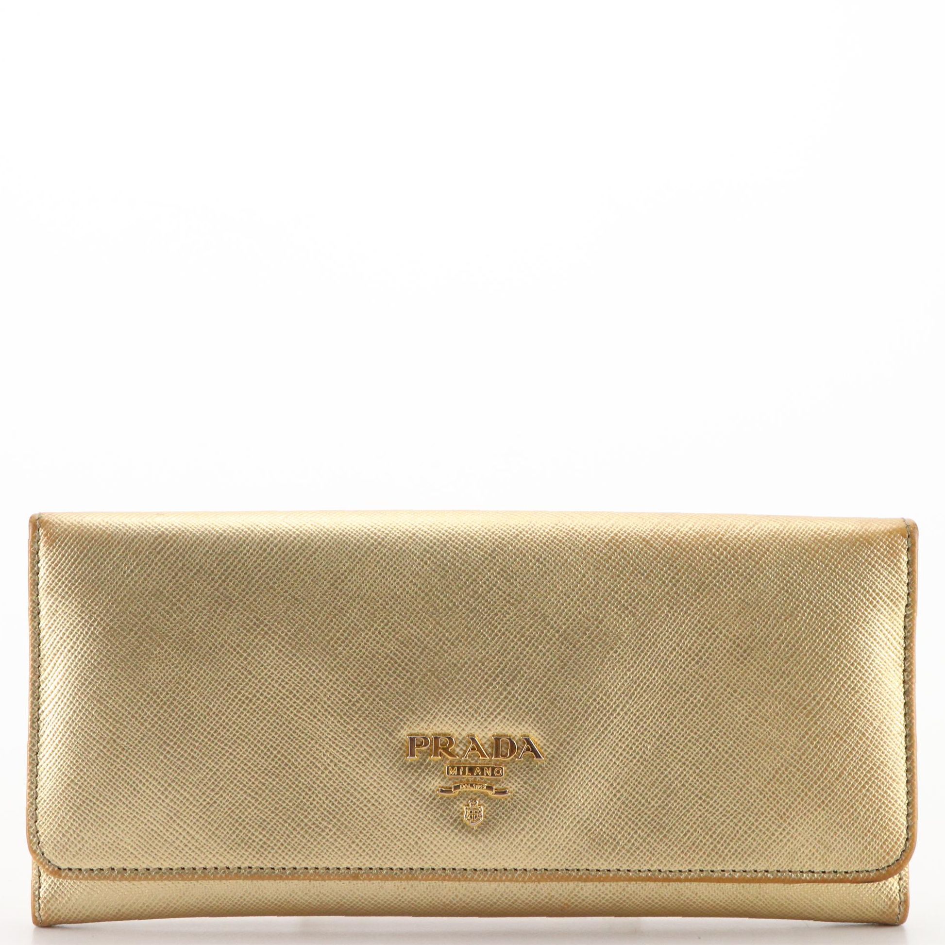 Prada Continental Wallet 1M1132 in Metallic Saffiano Leather
