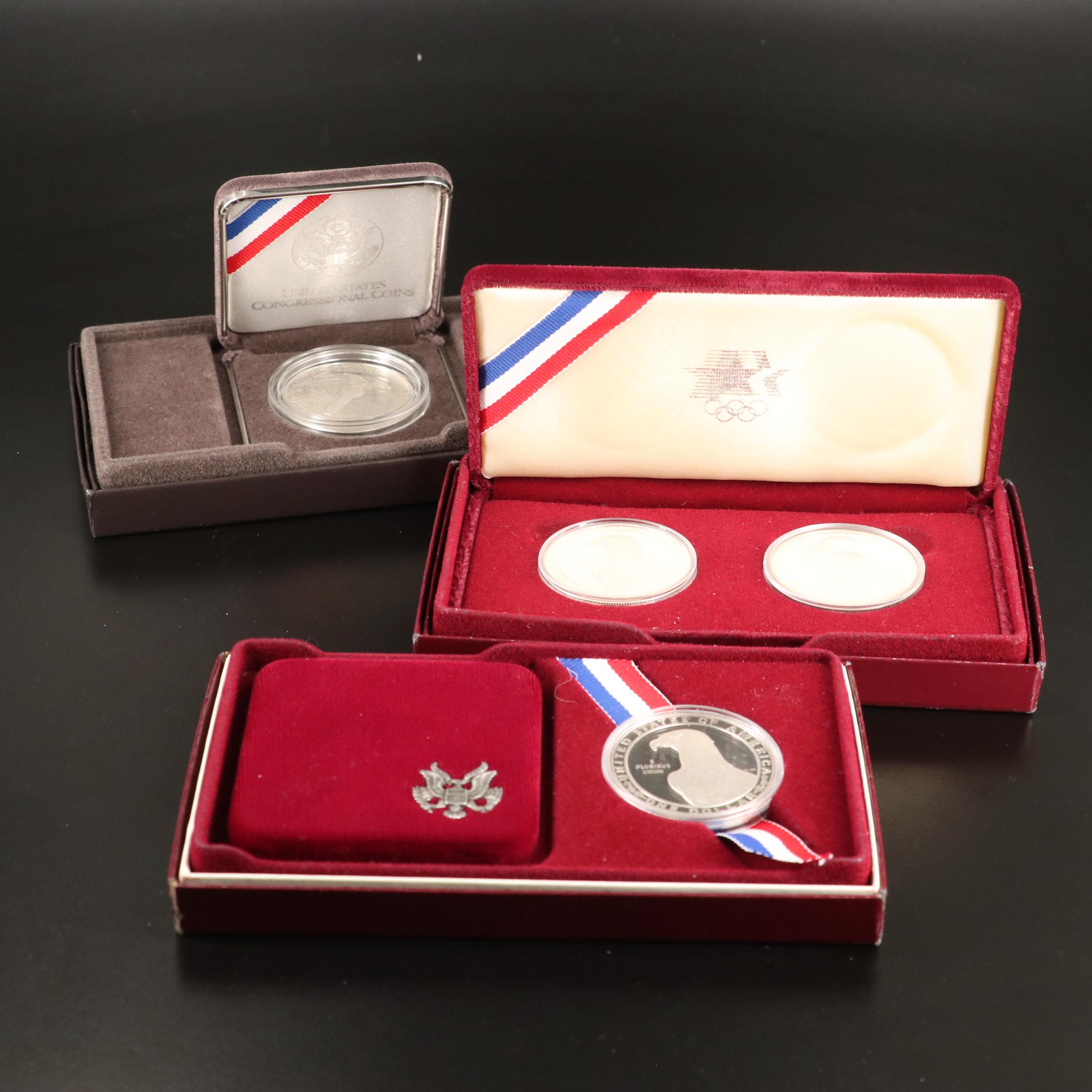 Four Modern United States Commemorative Proof Silver Dollars