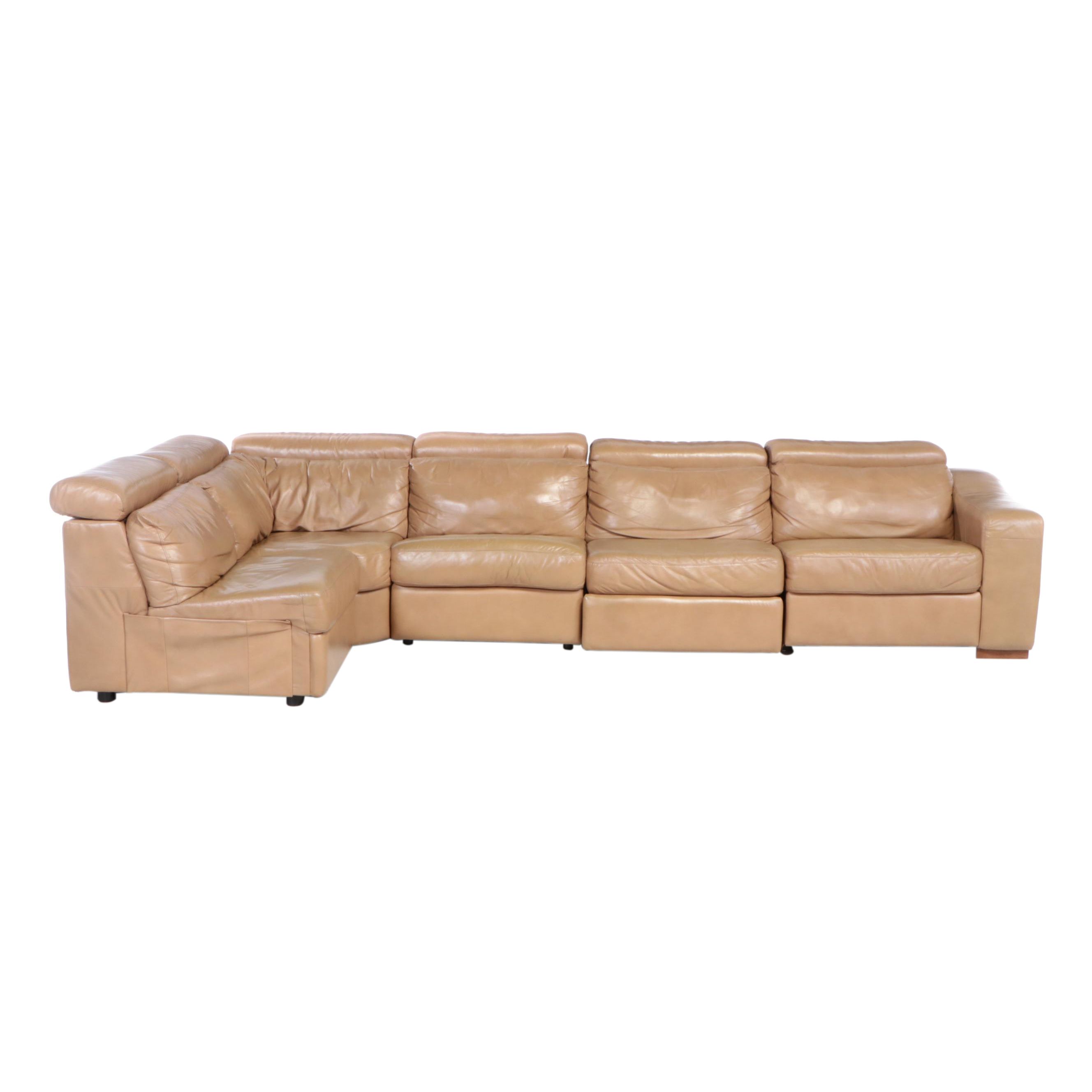 Five-Piece Palliser Furniture "Cortez" Leather Sectional Sofa
