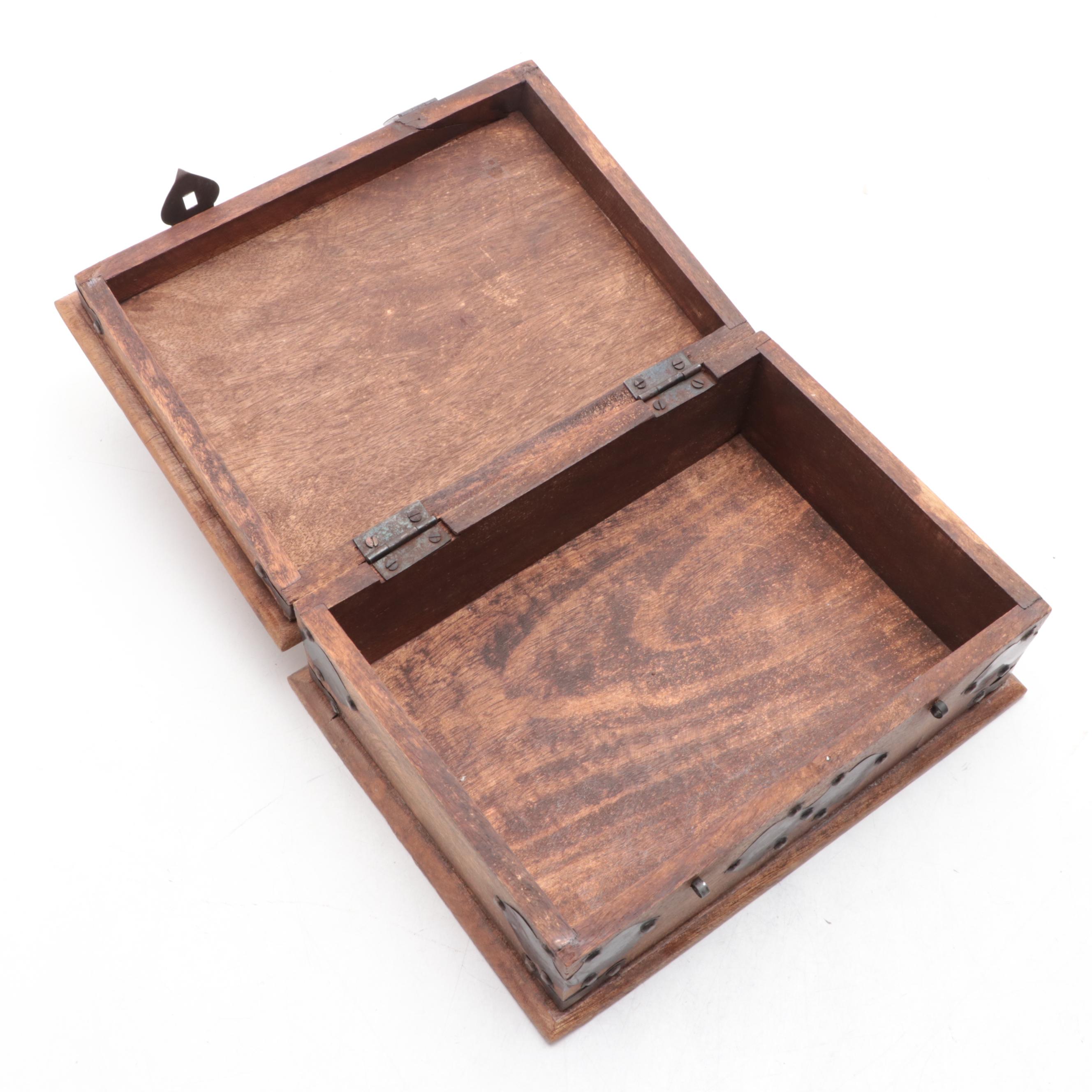 Maple Tool Box with Metal Mounted Walnut Wood Dresser Box