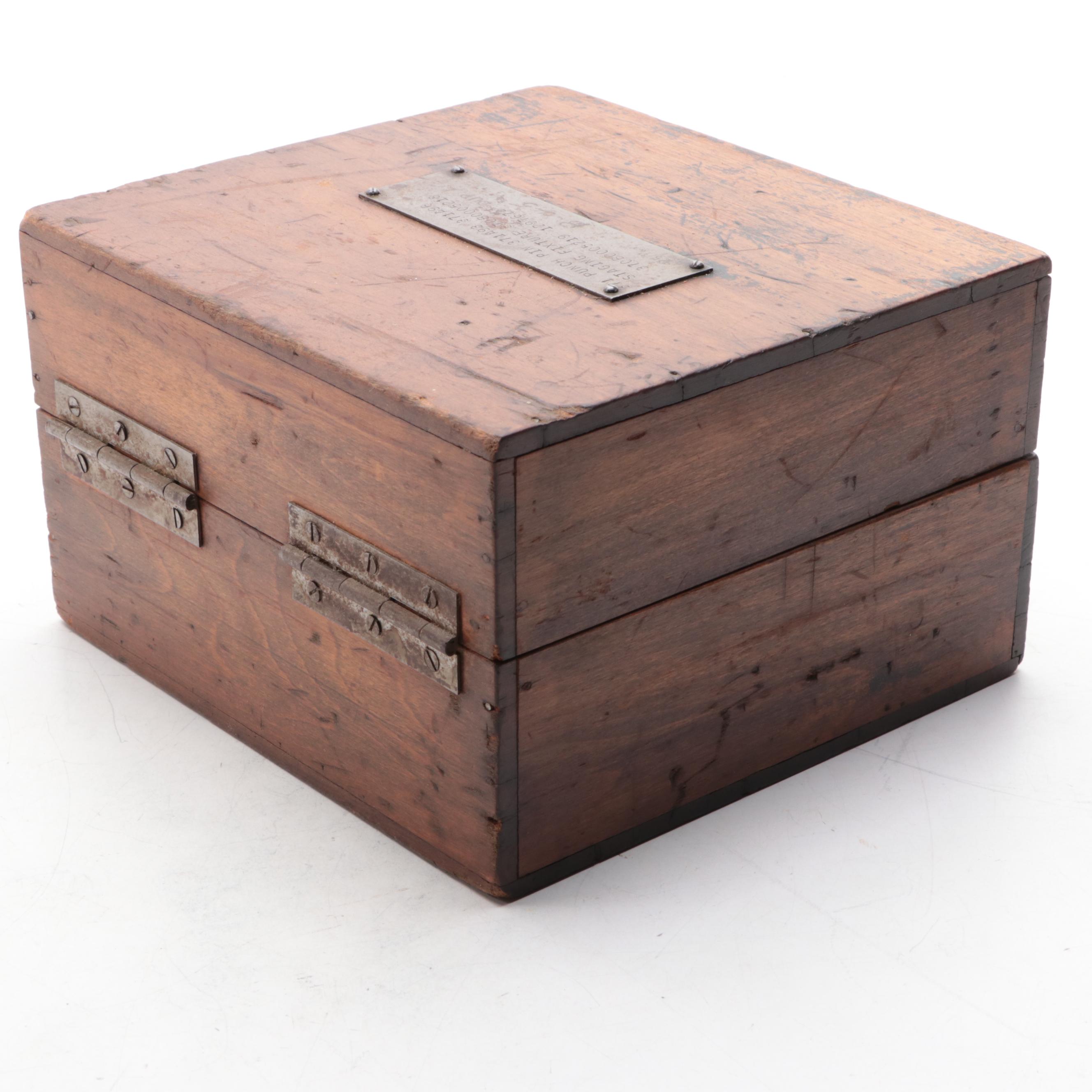 Maple Tool Box with Metal Mounted Walnut Wood Dresser Box