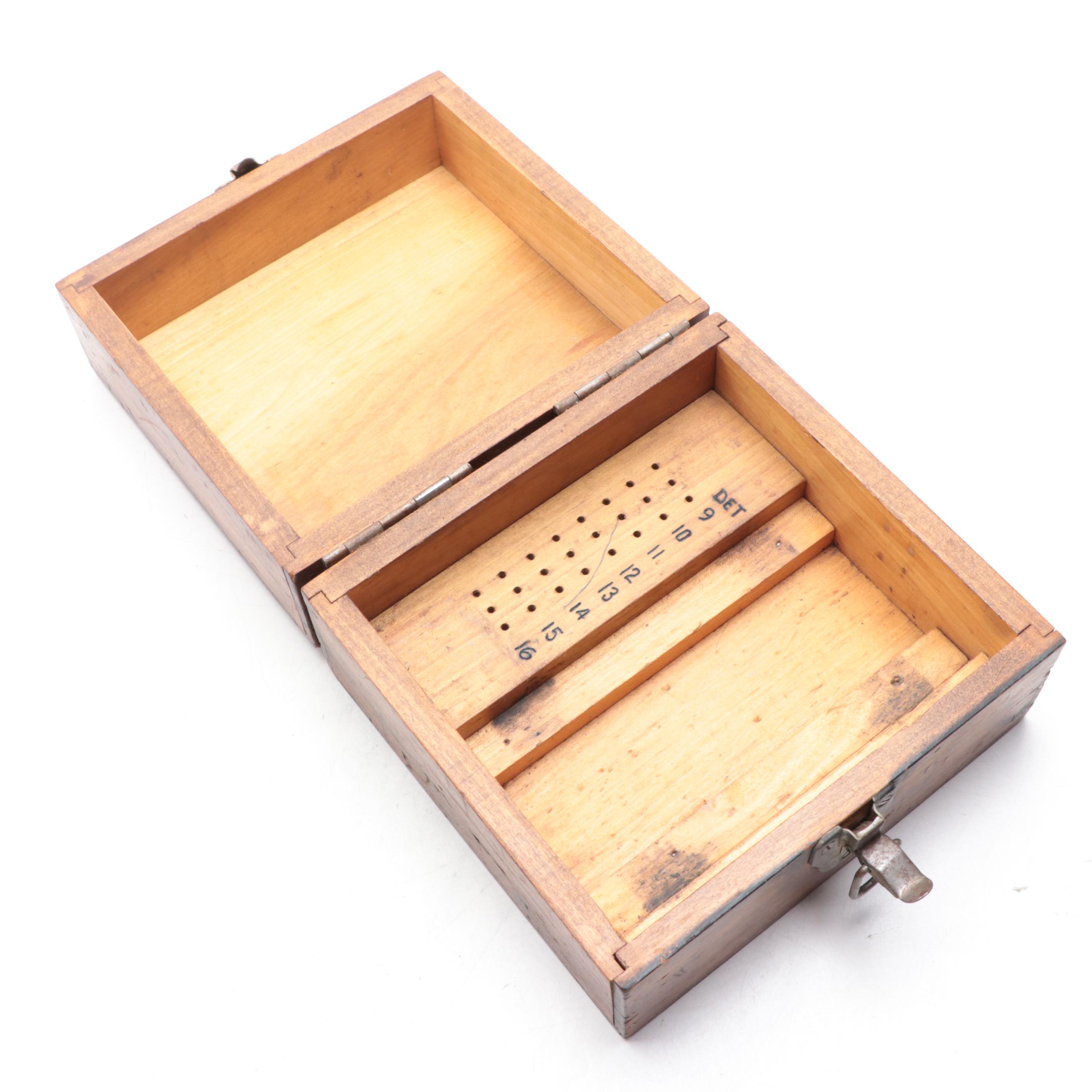 Maple Tool Box with Metal Mounted Walnut Wood Dresser Box