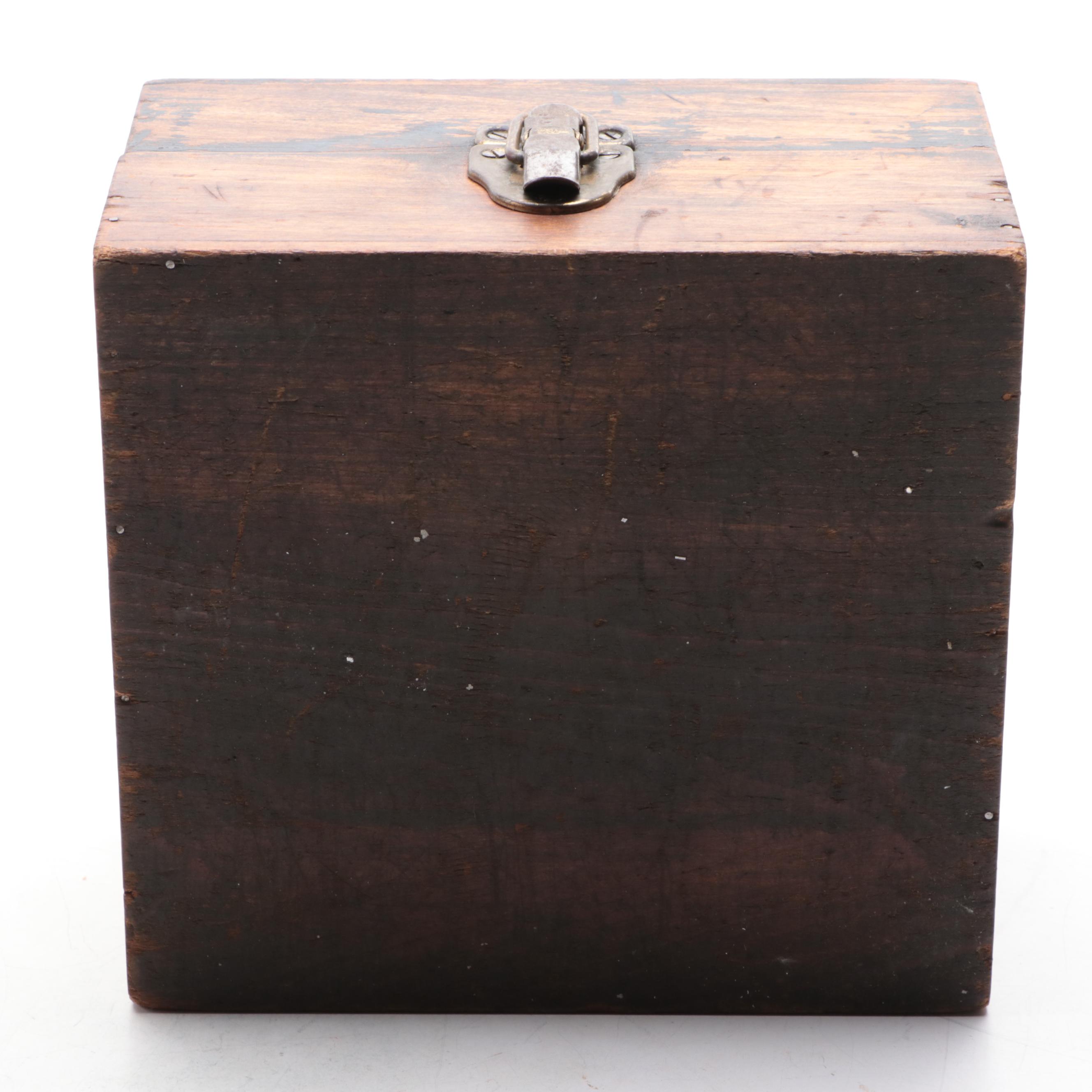 Maple Tool Box with Metal Mounted Walnut Wood Dresser Box