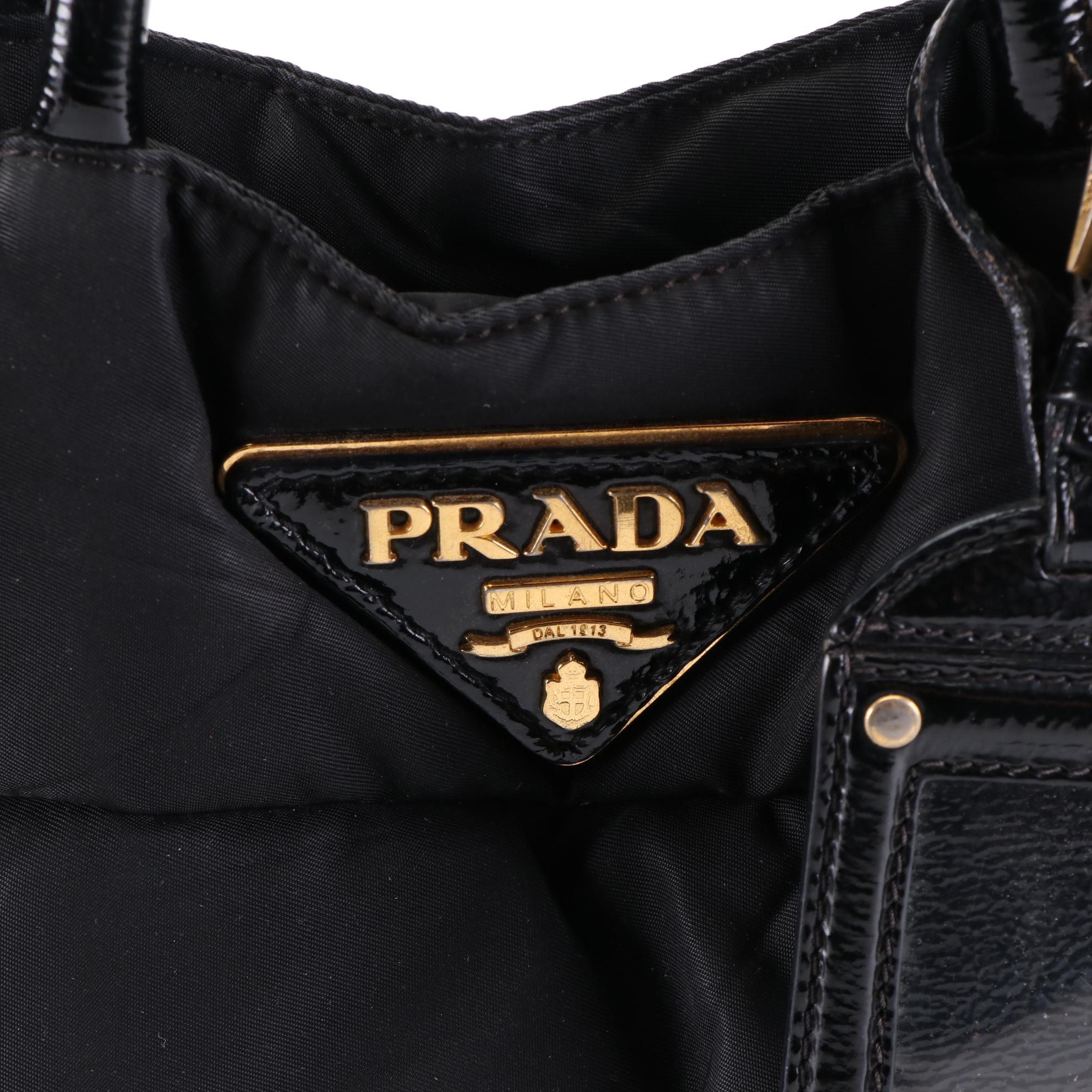Prada Quilted Tote in Nylon with Patent Leather Trim