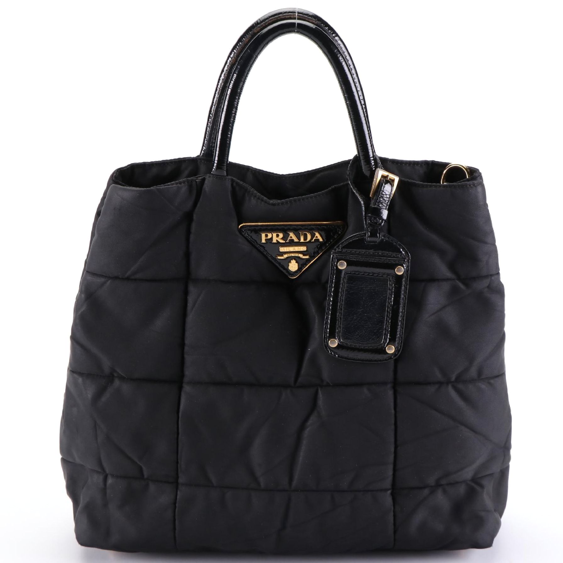 Prada Quilted Tote in Nylon with Patent Leather Trim