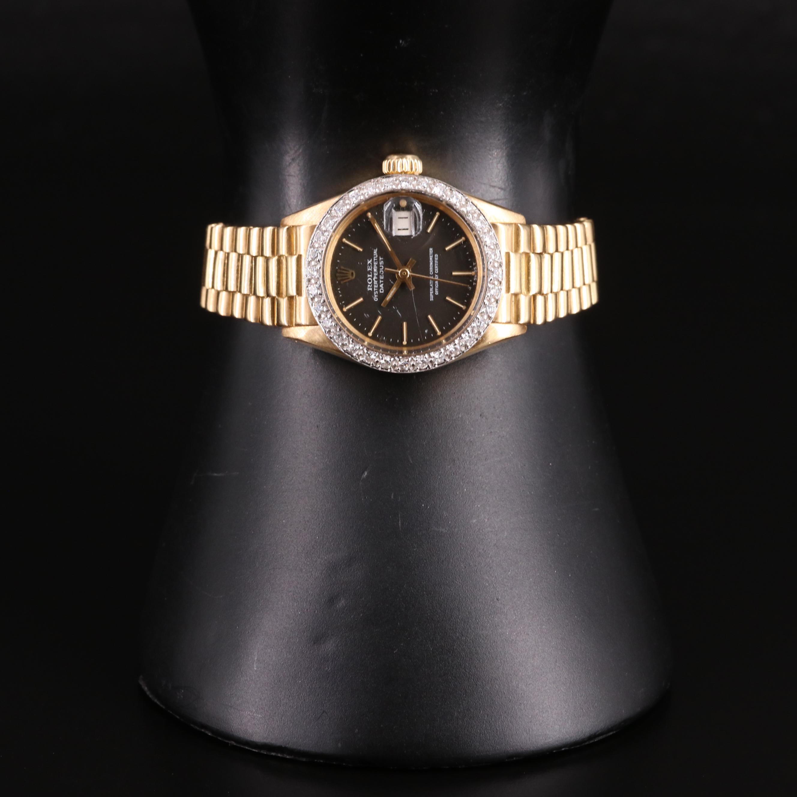 1970 Rolex Custom Diamond Bezel Datejust Watch