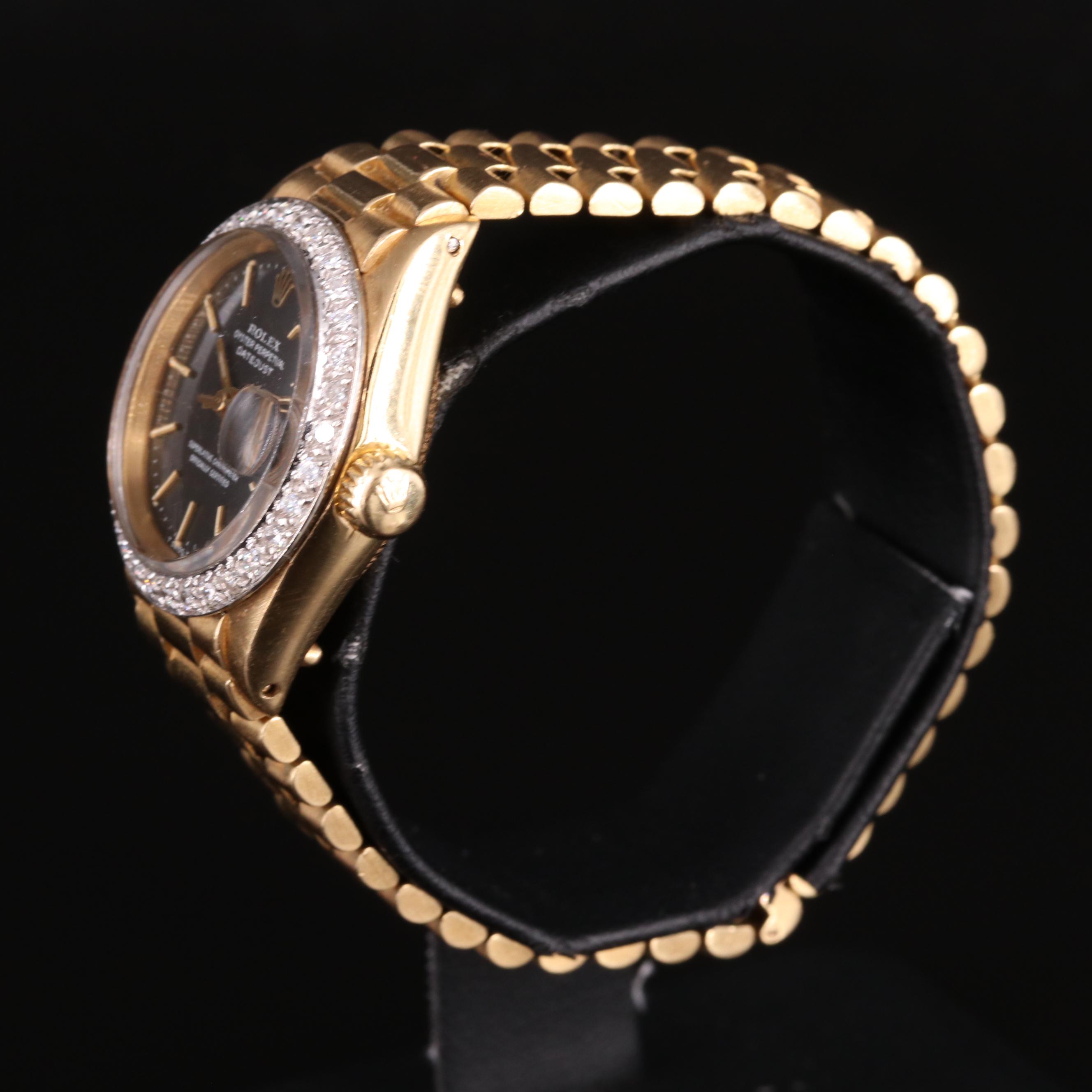 1970 Rolex Custom Diamond Bezel Datejust Watch