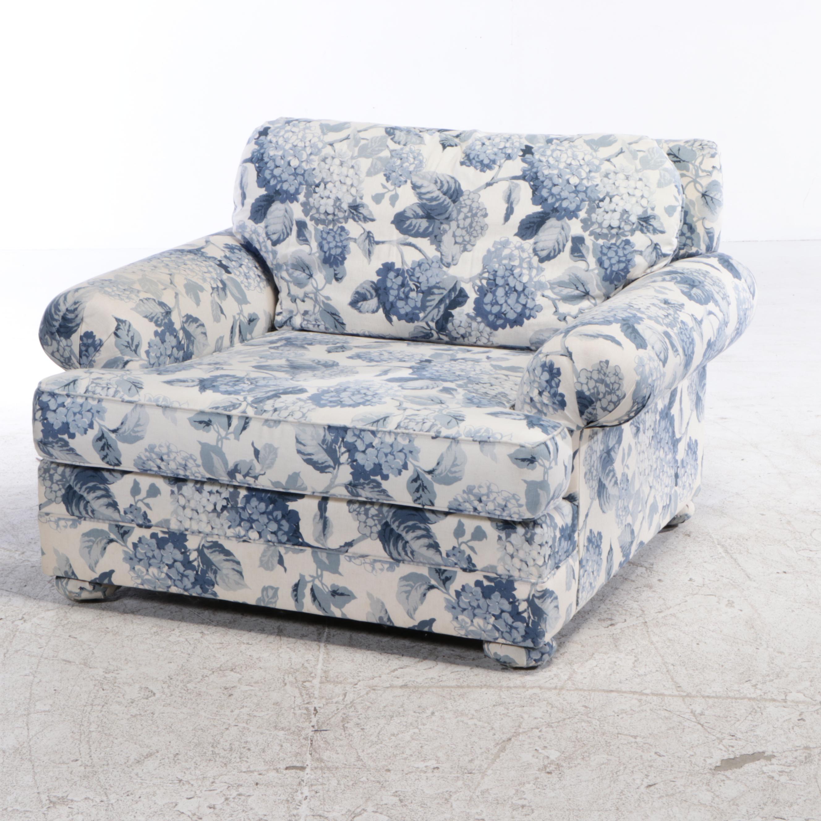 Oversized Upholstered Armchair and Ottoman