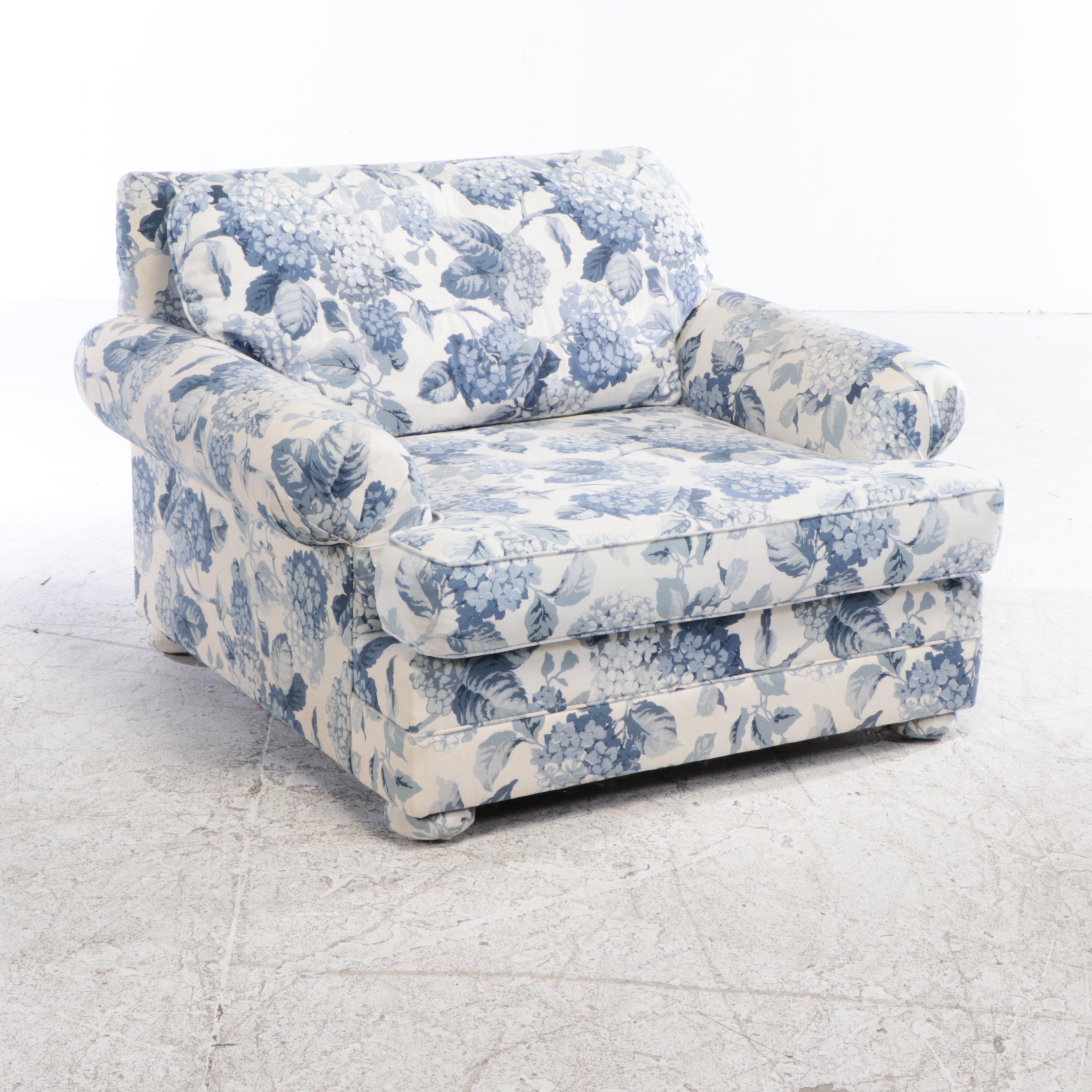 Oversized Upholstered Armchair and Ottoman