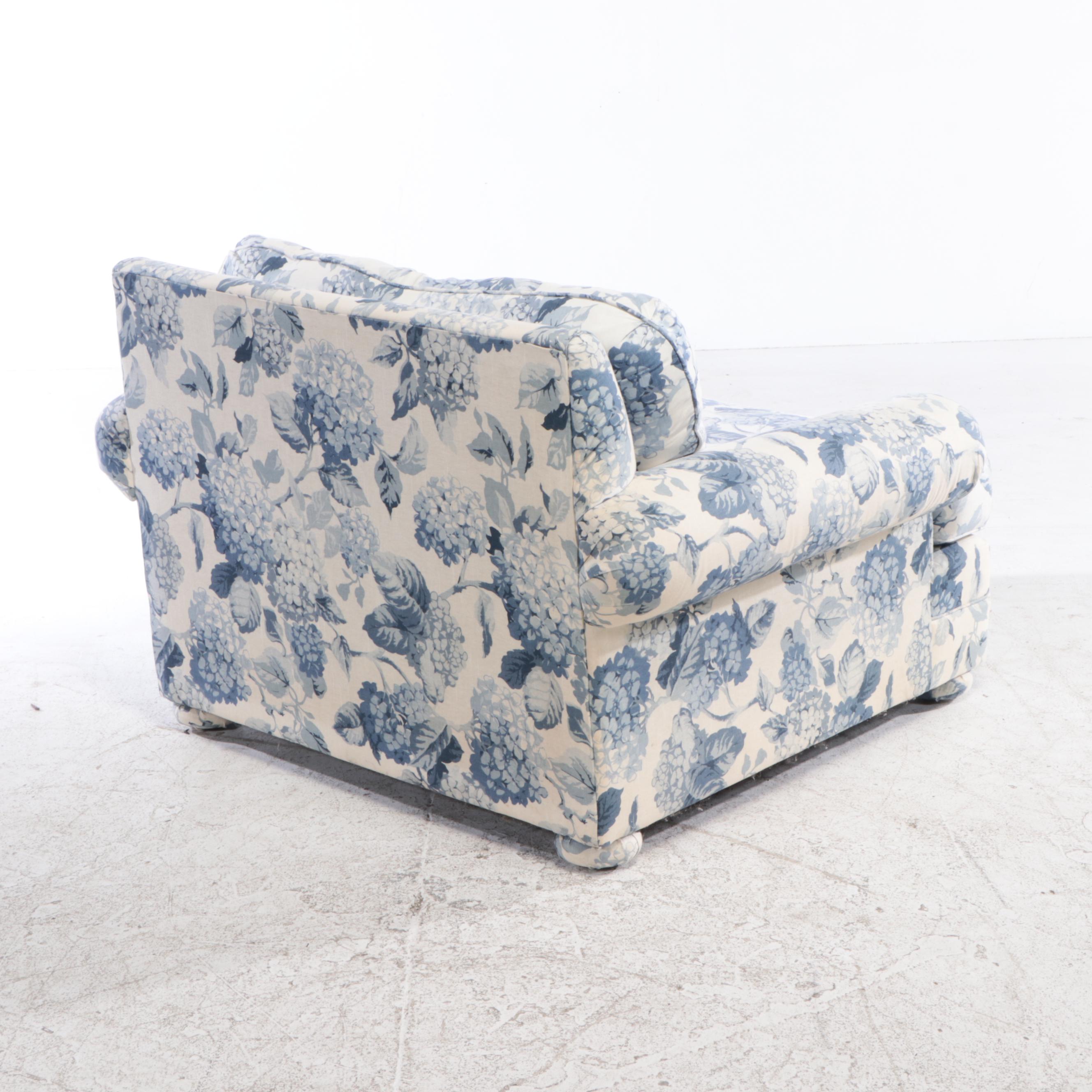 Oversized Upholstered Armchair and Ottoman