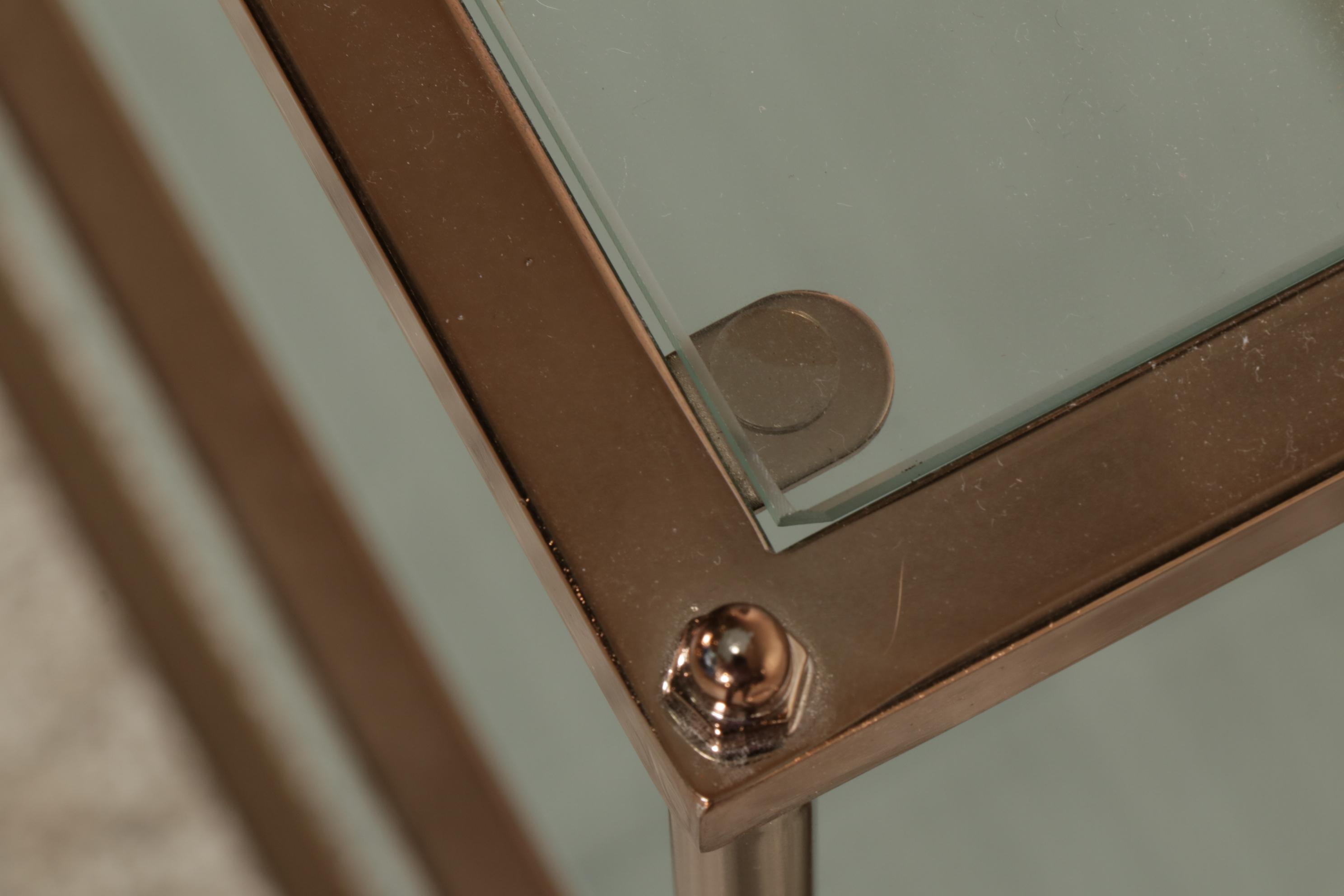 Glass and Metal Three-Tiered Console Table Shelf