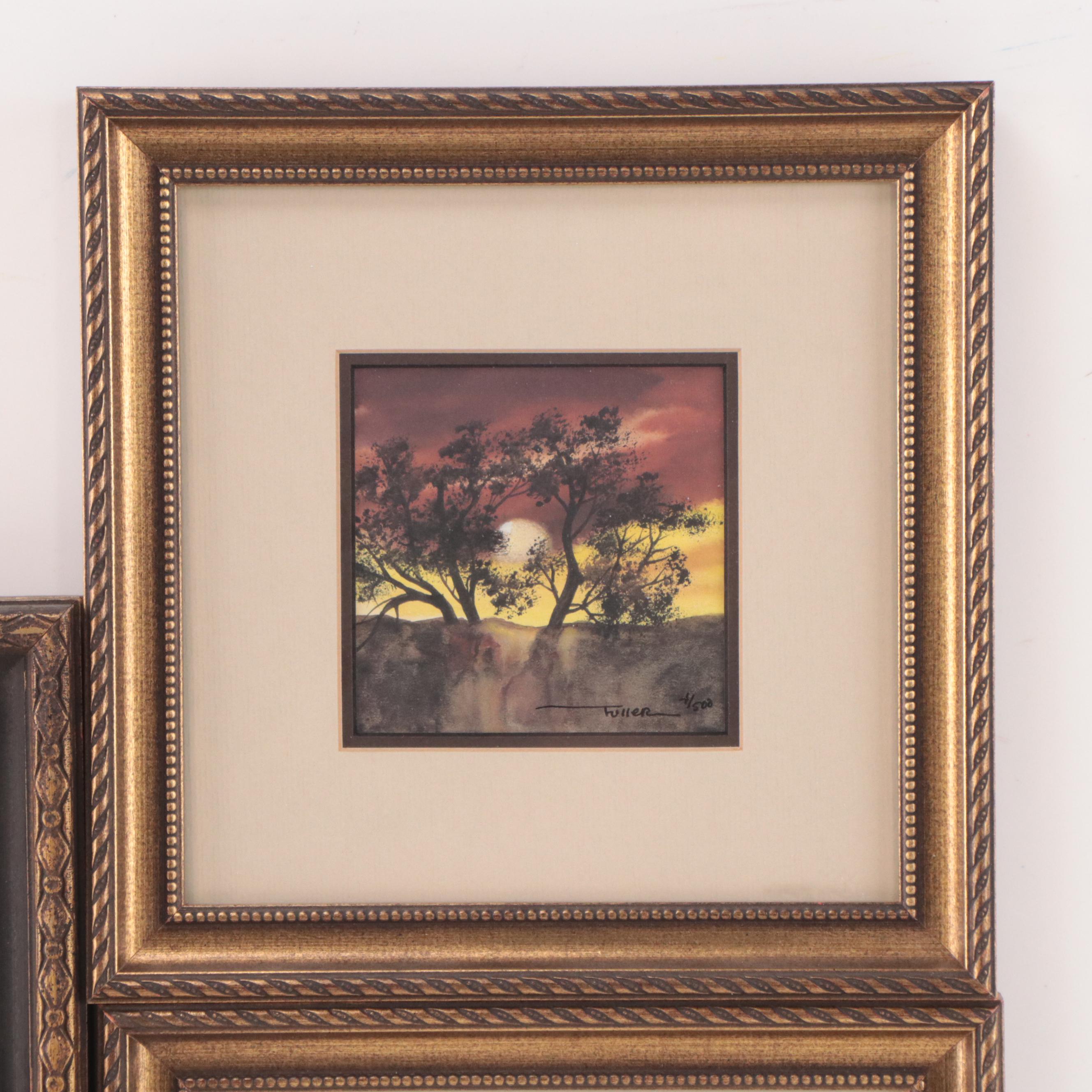 Pair of Lu Fuller Offset Lithographs of Sunset Landscapes and More