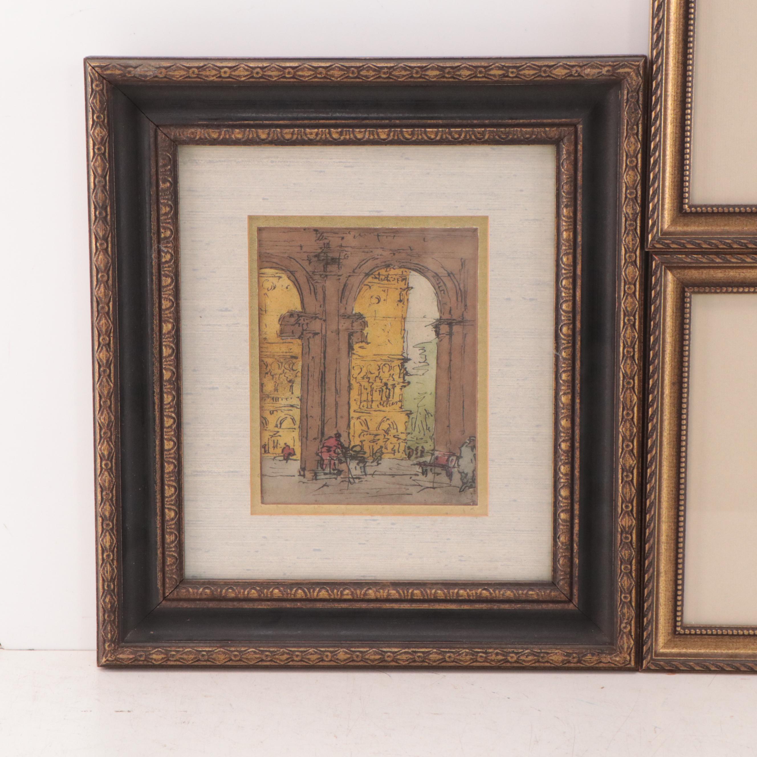 Pair of Lu Fuller Offset Lithographs of Sunset Landscapes and More
