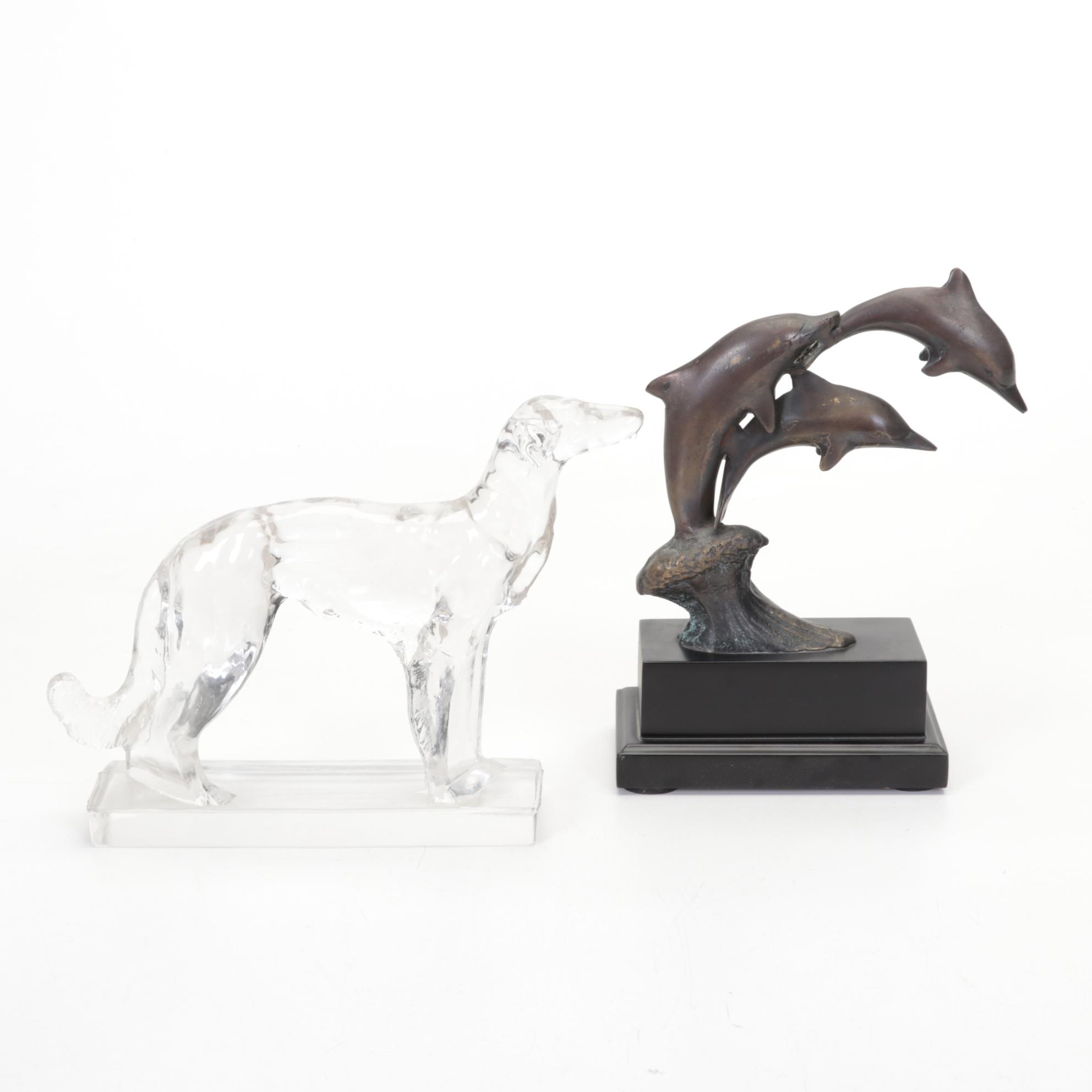 Cast Bronze Dolphins Bookend, Fleur-de-Lys Doorstops, Orb, Stone Egg, More