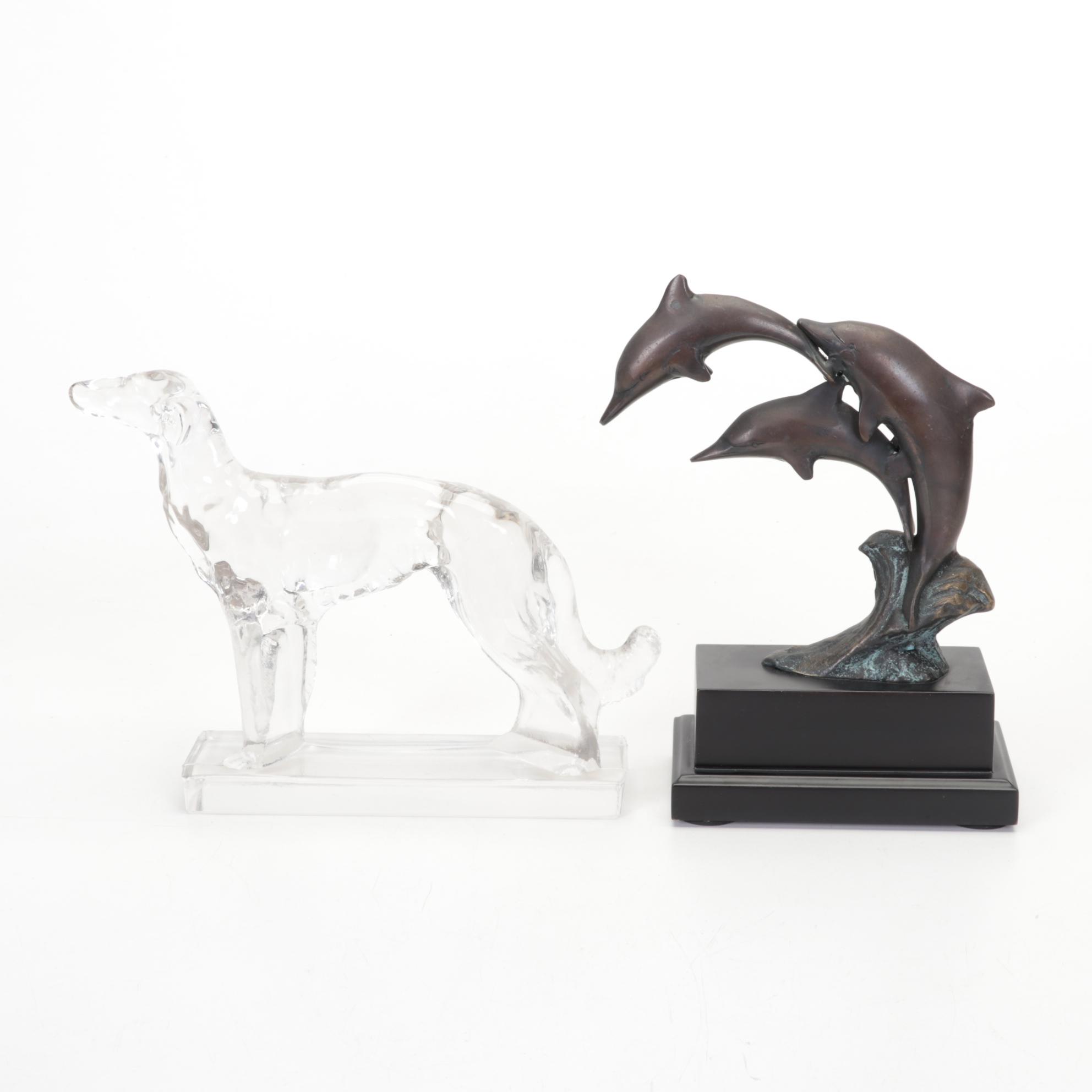 Cast Bronze Dolphins Bookend, Fleur-de-Lys Doorstops, Orb, Stone Egg, More