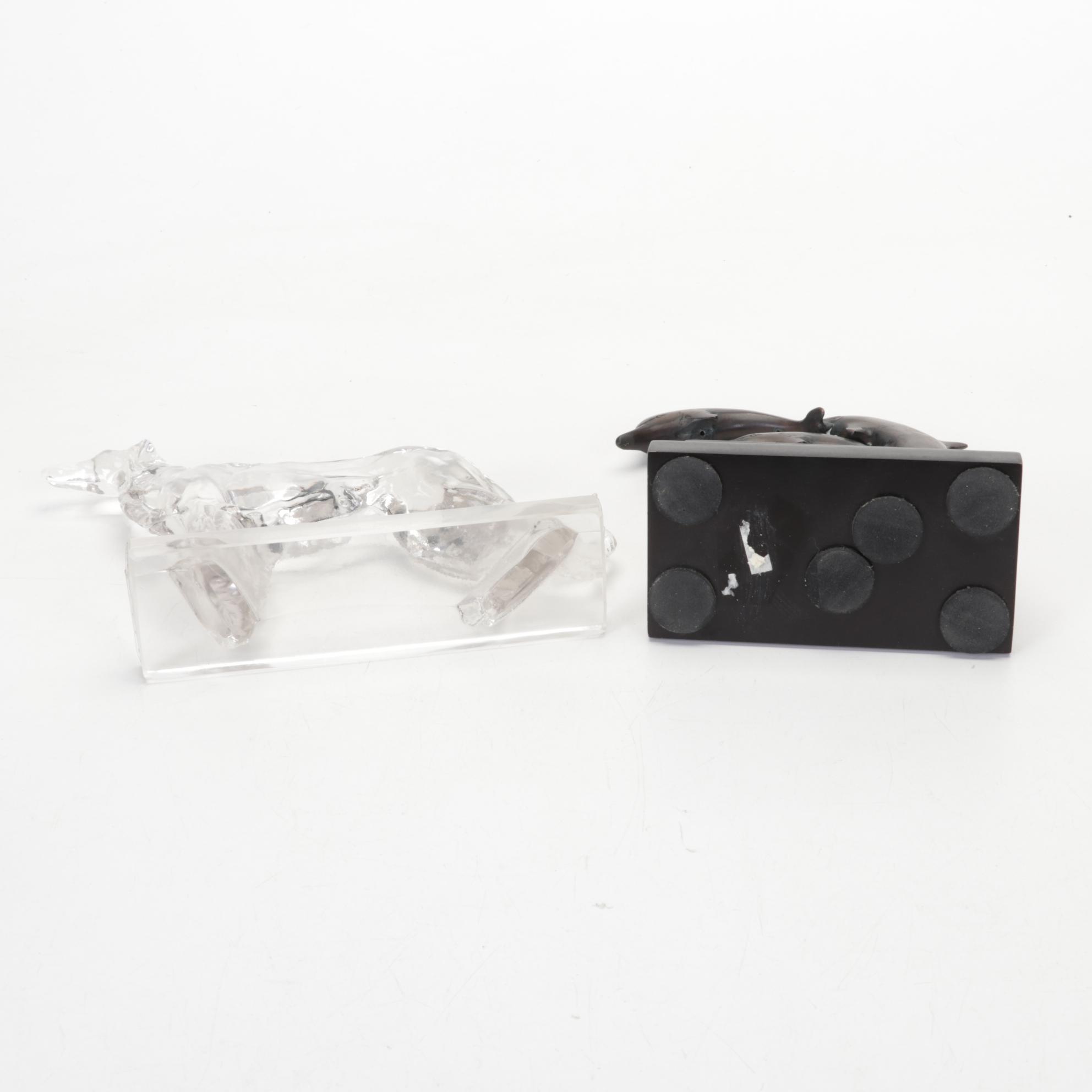 Cast Bronze Dolphins Bookend, Fleur-de-Lys Doorstops, Orb, Stone Egg, More