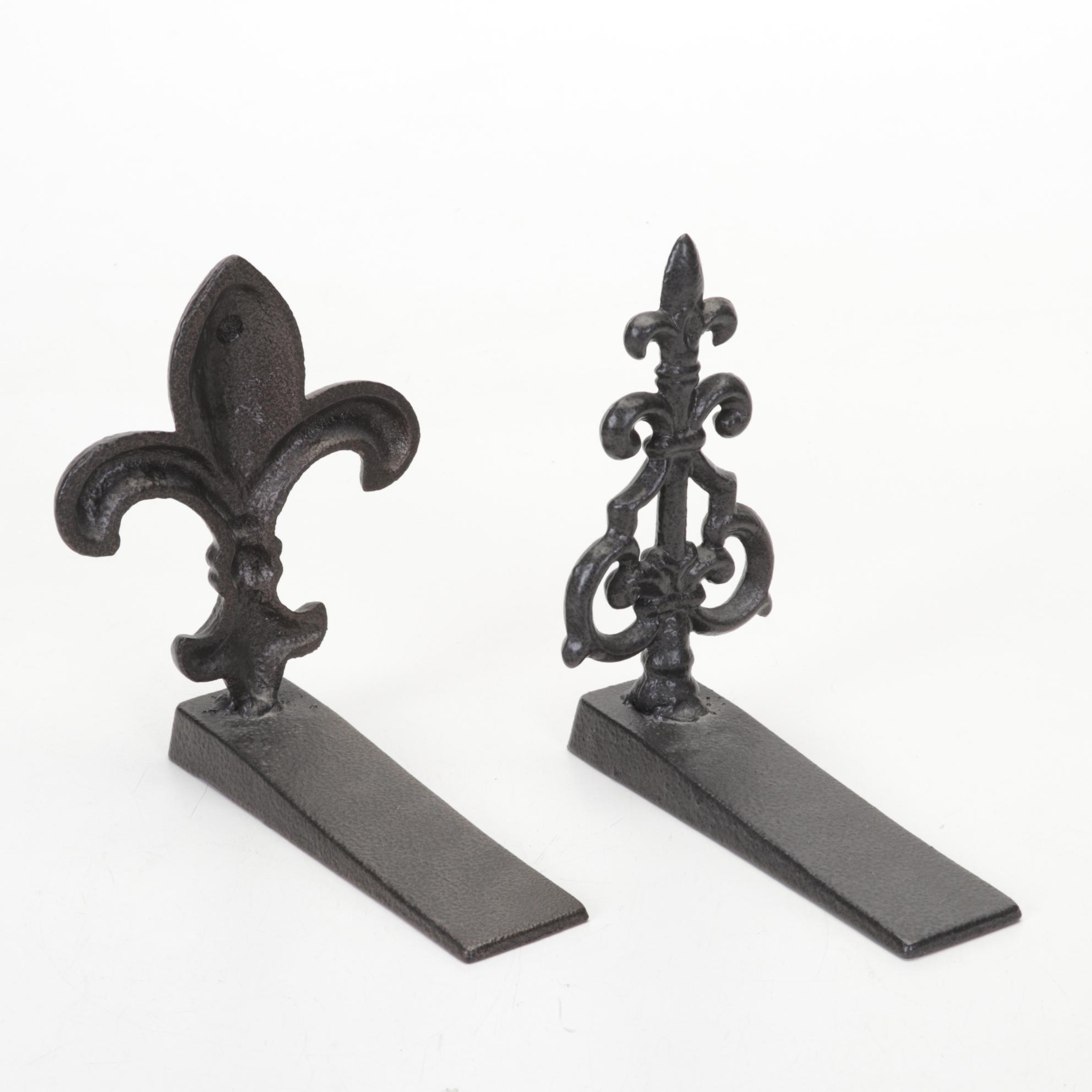 Cast Bronze Dolphins Bookend, Fleur-de-Lys Doorstops, Orb, Stone Egg, More