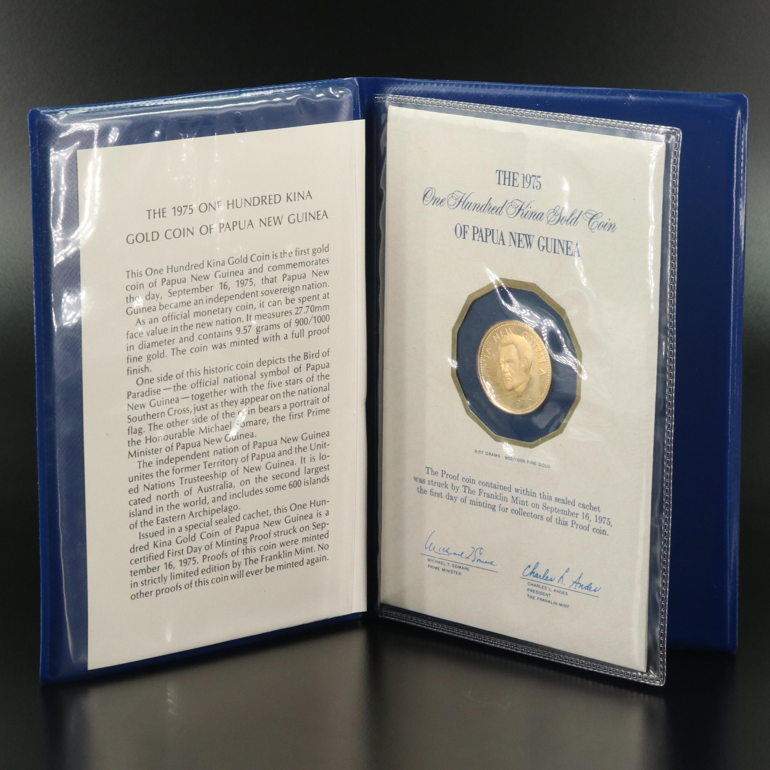 1975 Papua New Guinea 100 Kina Gold Proof Coin