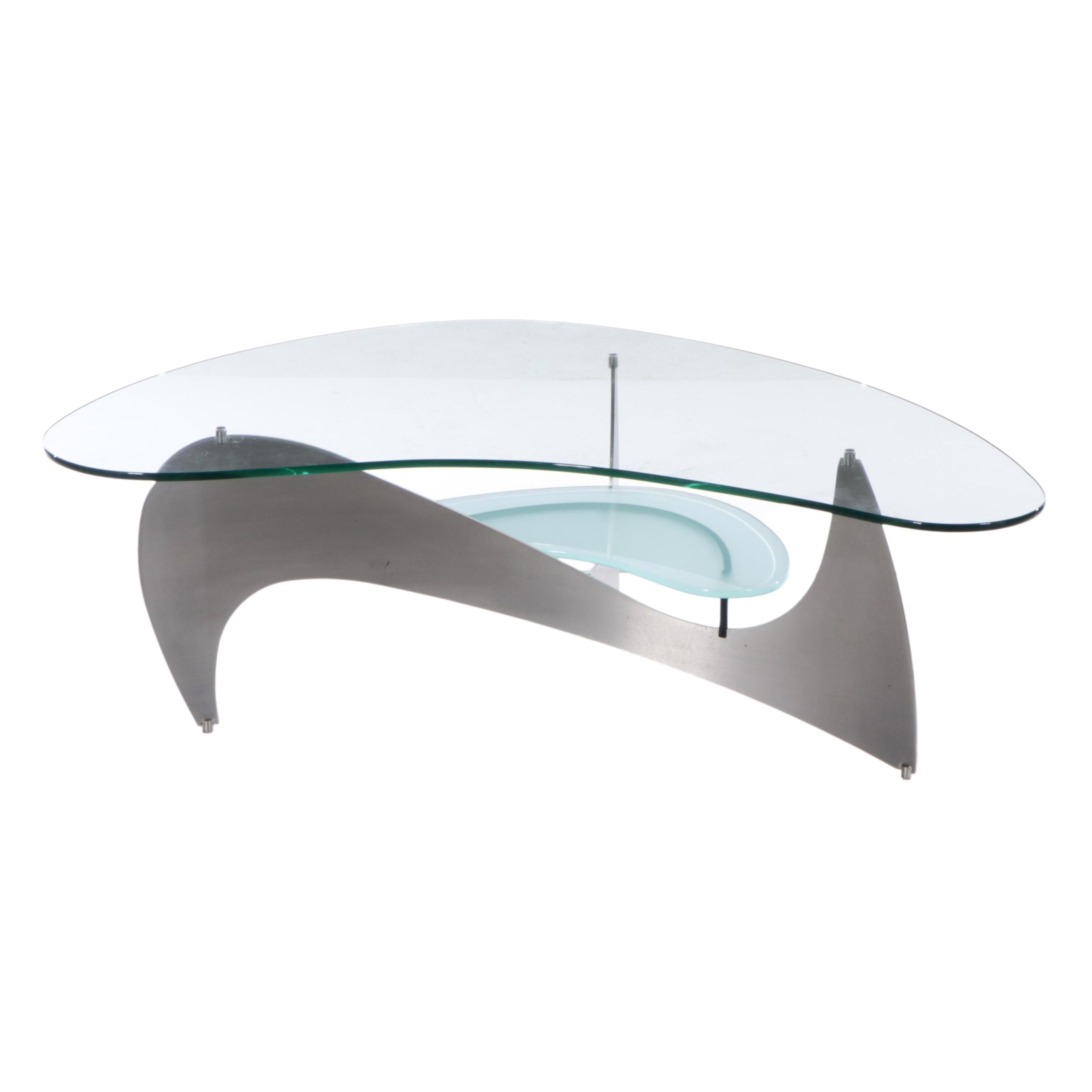 Modernist Metal and Glass Top Coffee Table
