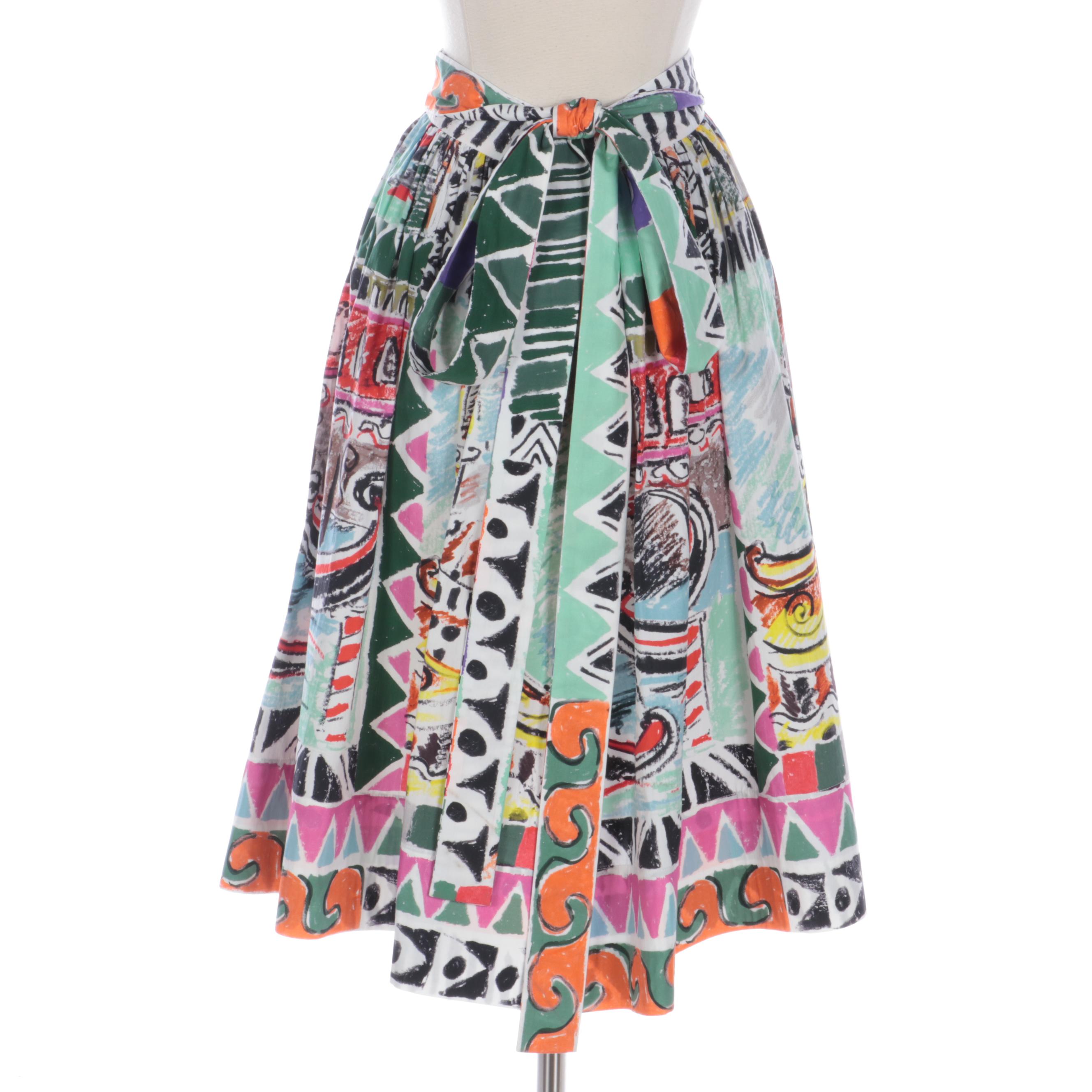 Prada Venice Printed Midi Skirt in Cotton Poplin