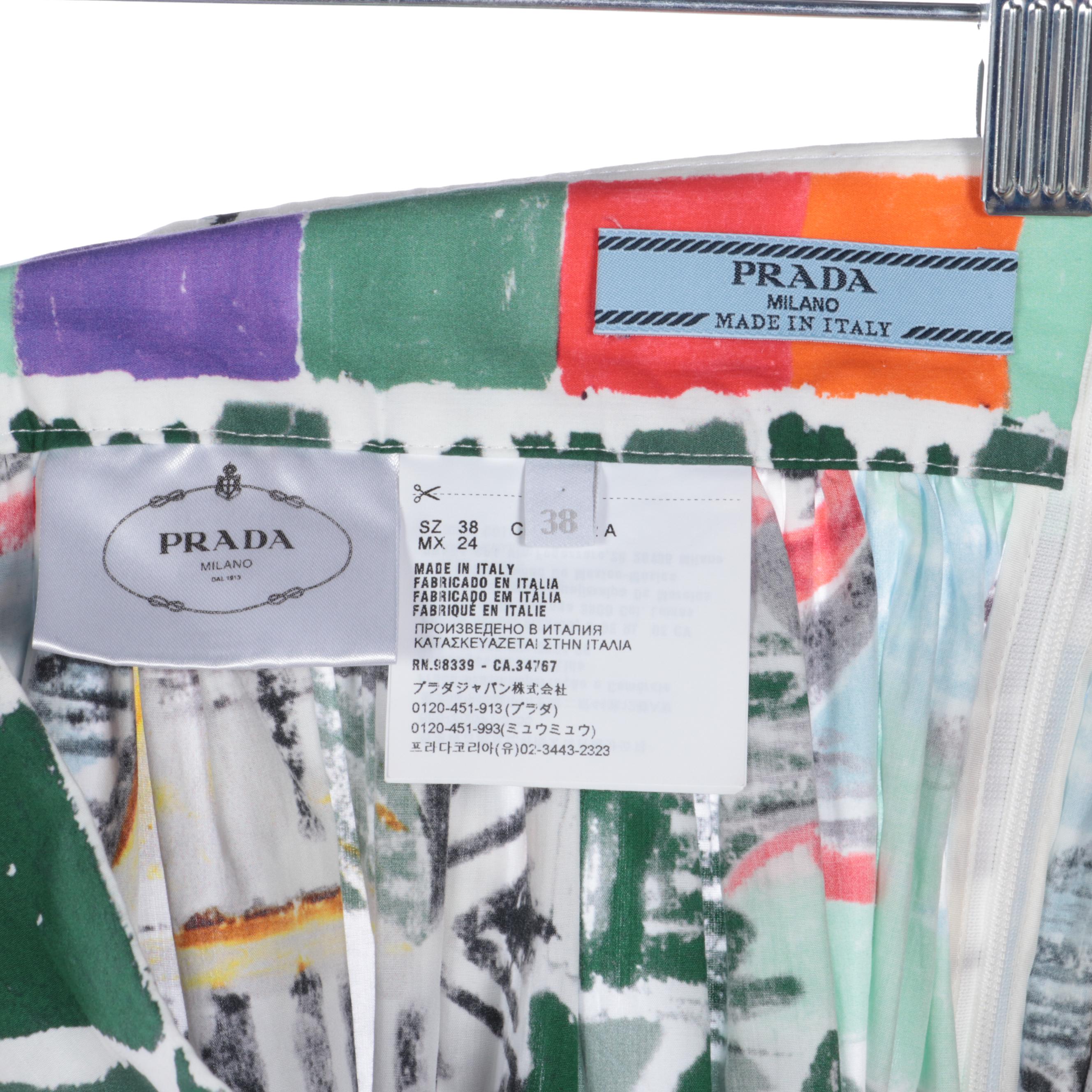 Prada Venice Printed Midi Skirt in Cotton Poplin