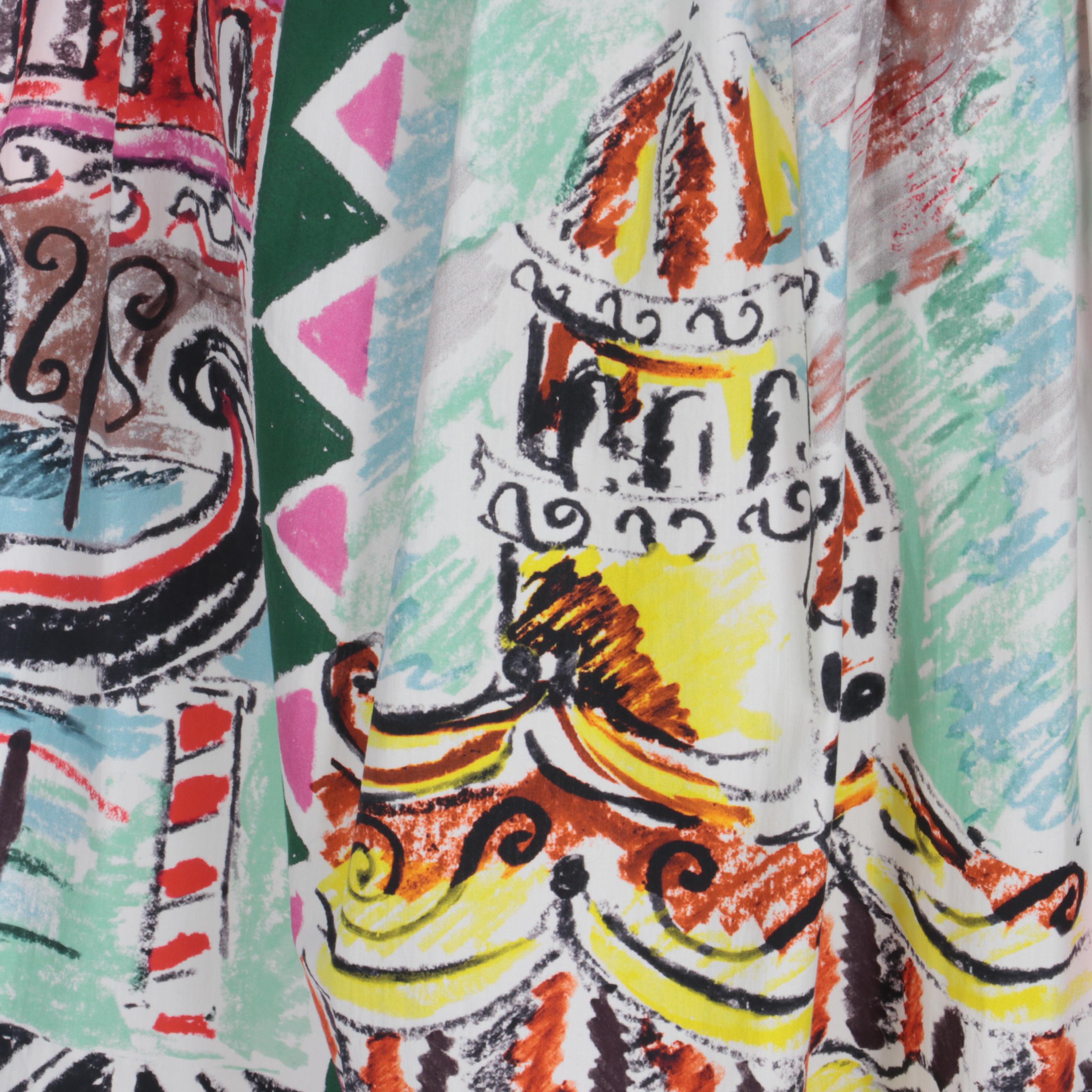 Prada Venice Printed Midi Skirt in Cotton Poplin