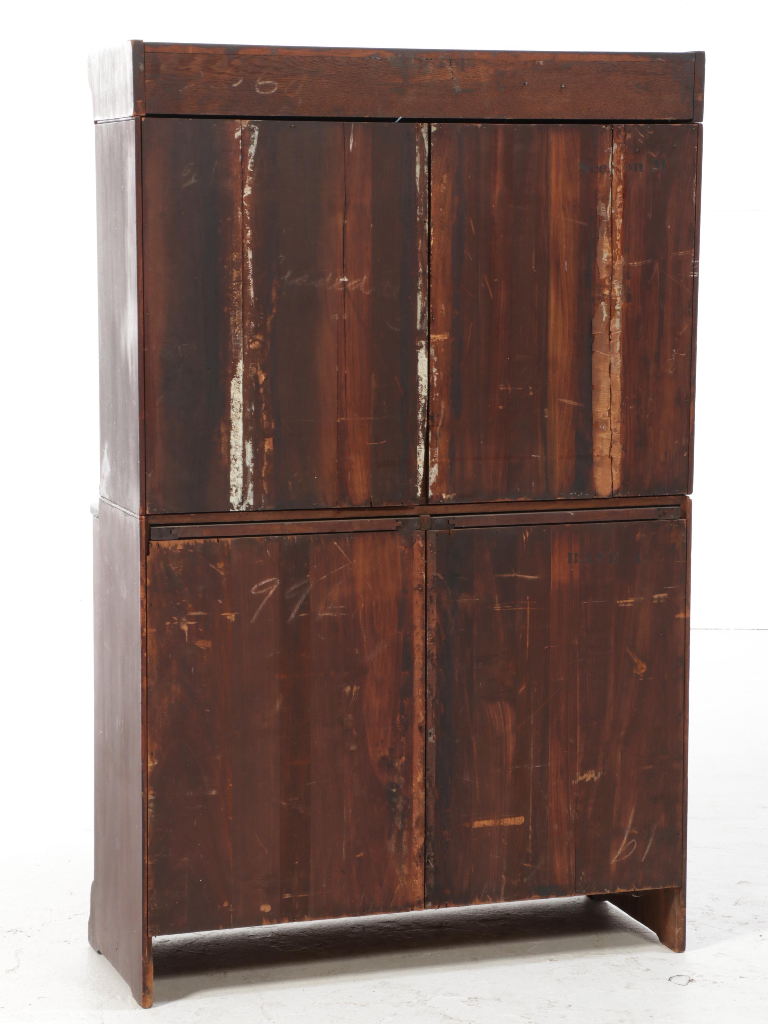 Danner Birch Two-Piece Bookcase with Sliding Leaded Beveled Glass Doors