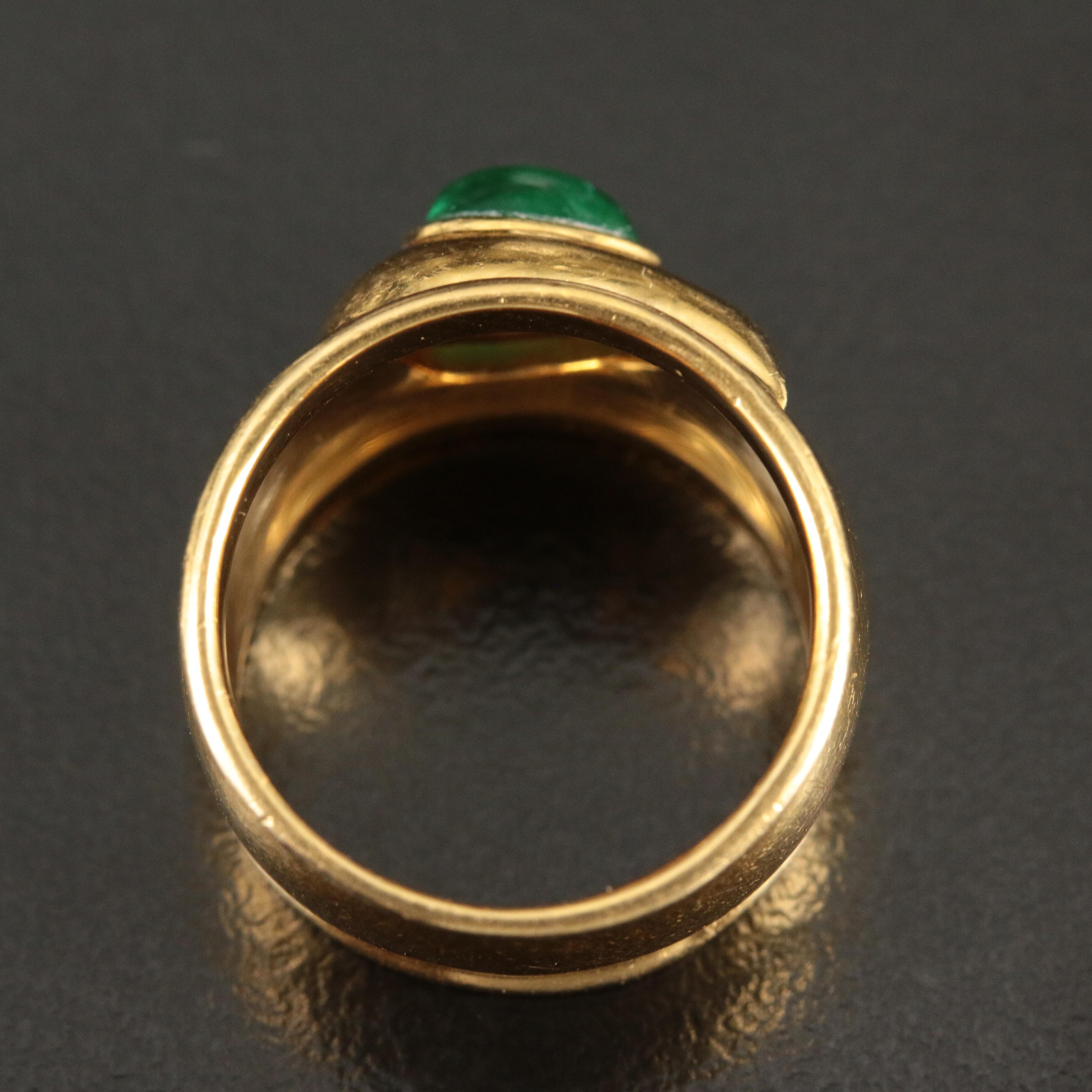 Vintage Chopard 18K and Emerald Wide Band Ring