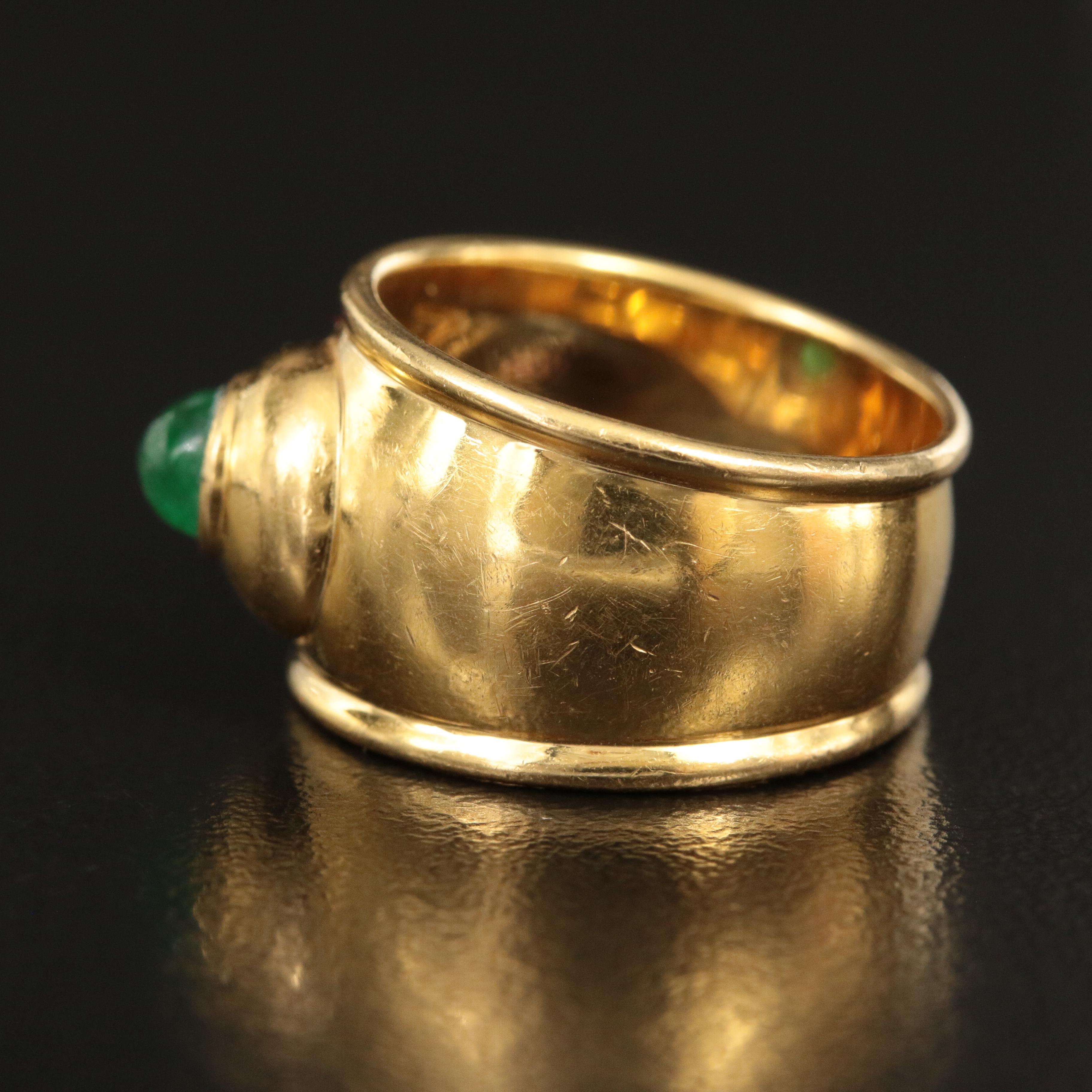 Vintage Chopard 18K and Emerald Wide Band Ring