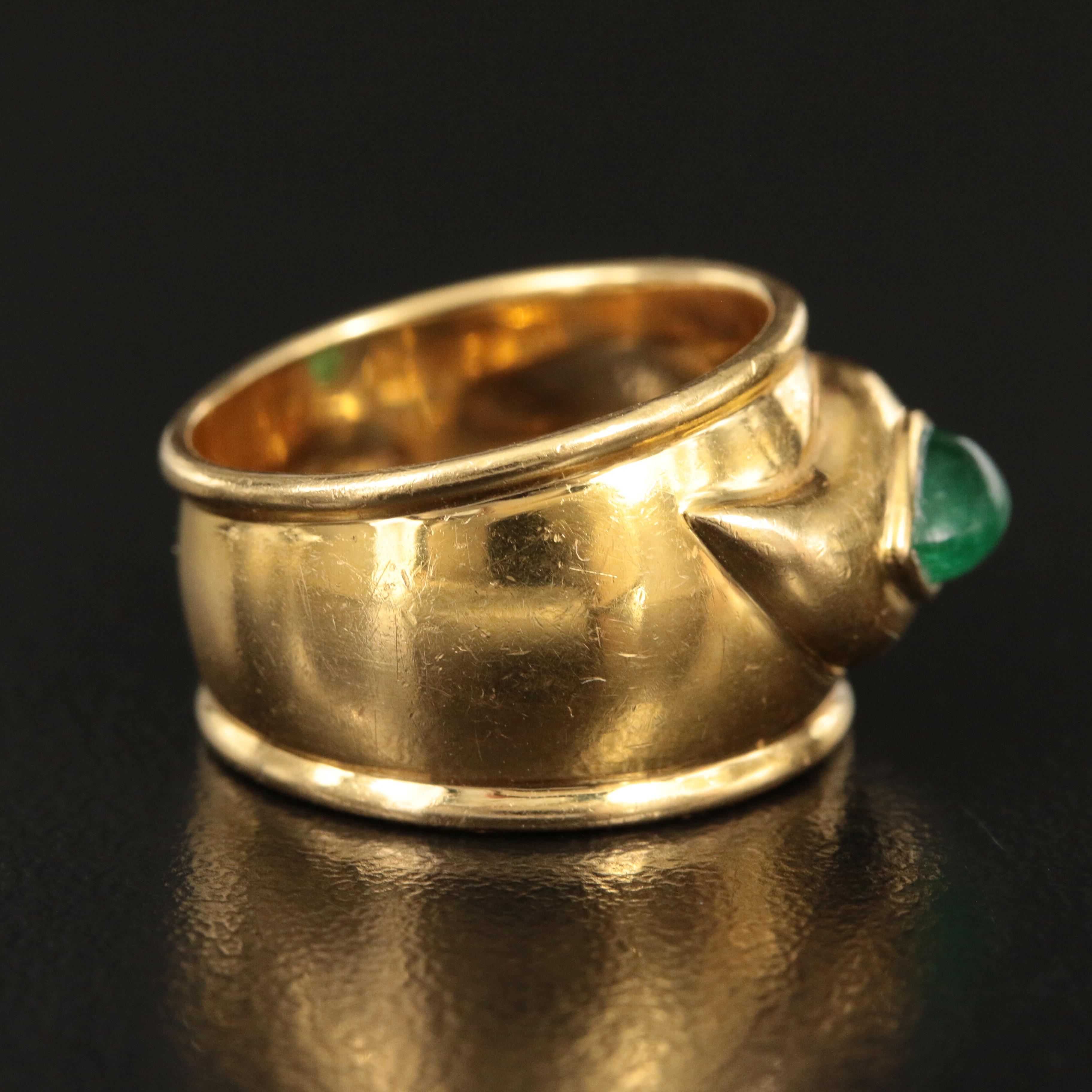 Vintage Chopard 18K and Emerald Wide Band Ring