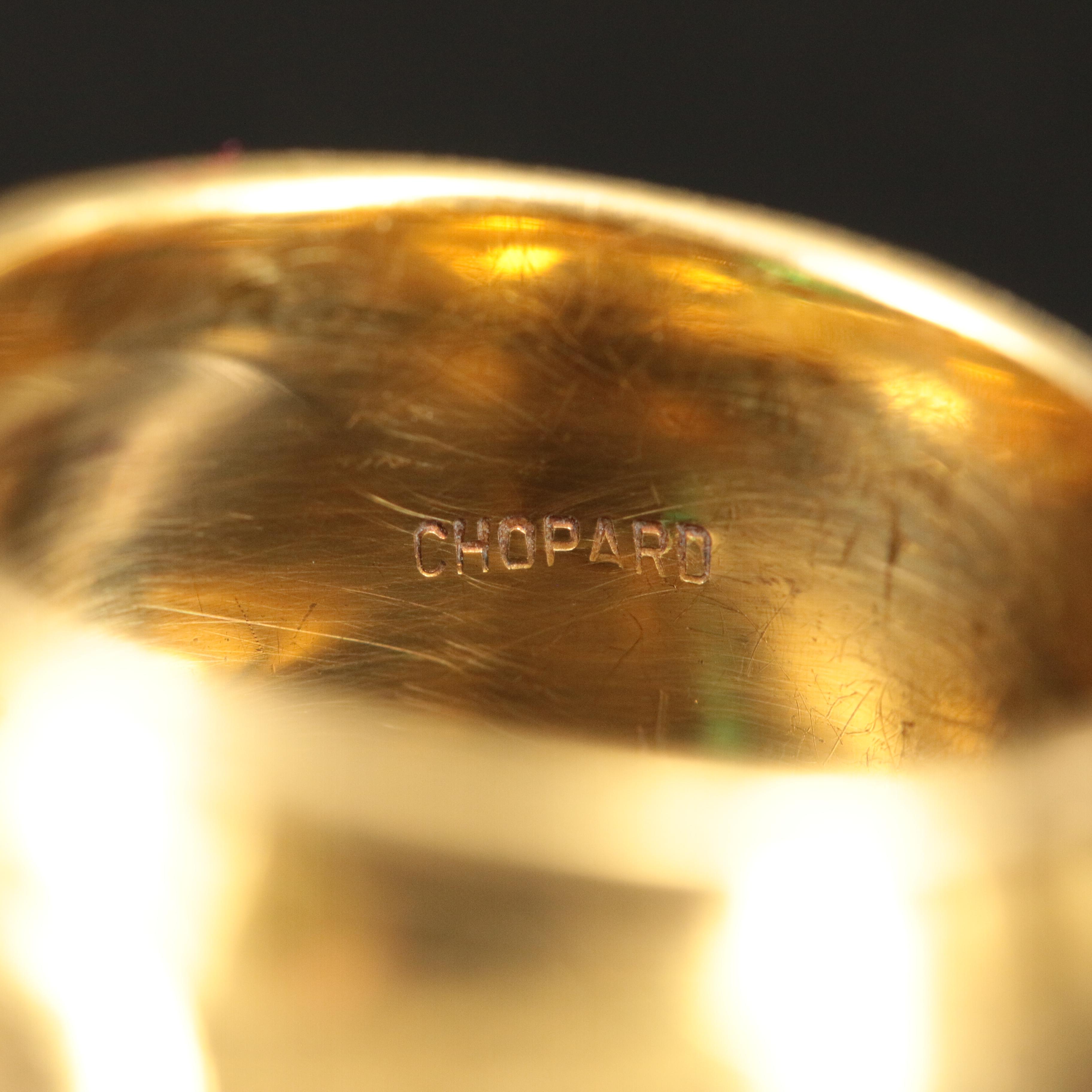 Vintage Chopard 18K and Emerald Wide Band Ring