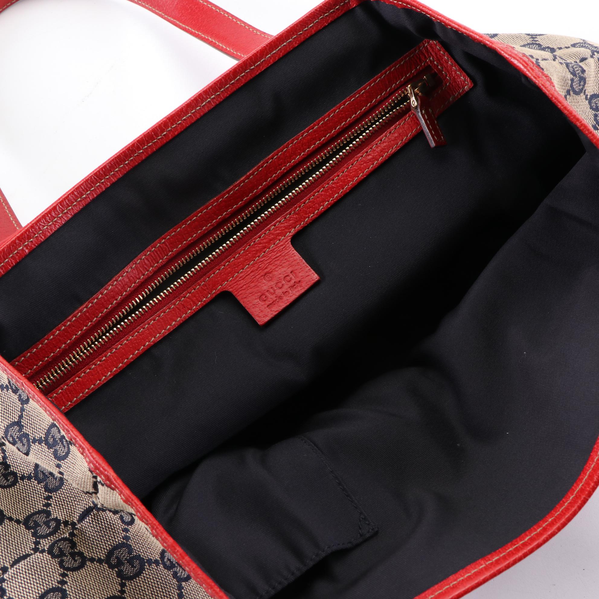 Gucci Web Stripe Shoulder Bag in GG Canvas and Cinghiale Leather