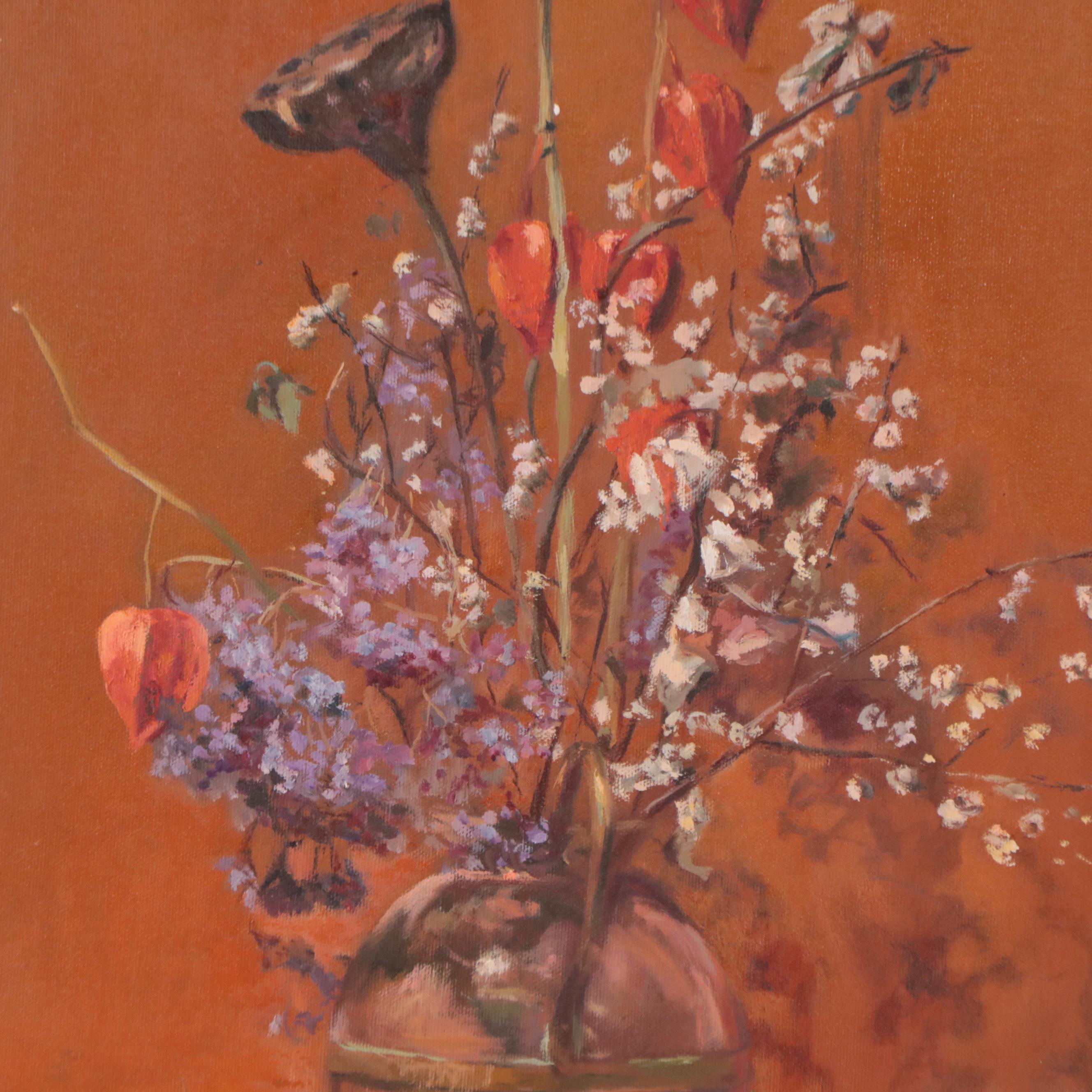 Mai Hoffer Floral Still Life Oil Painting, Mid - Late 20th Century