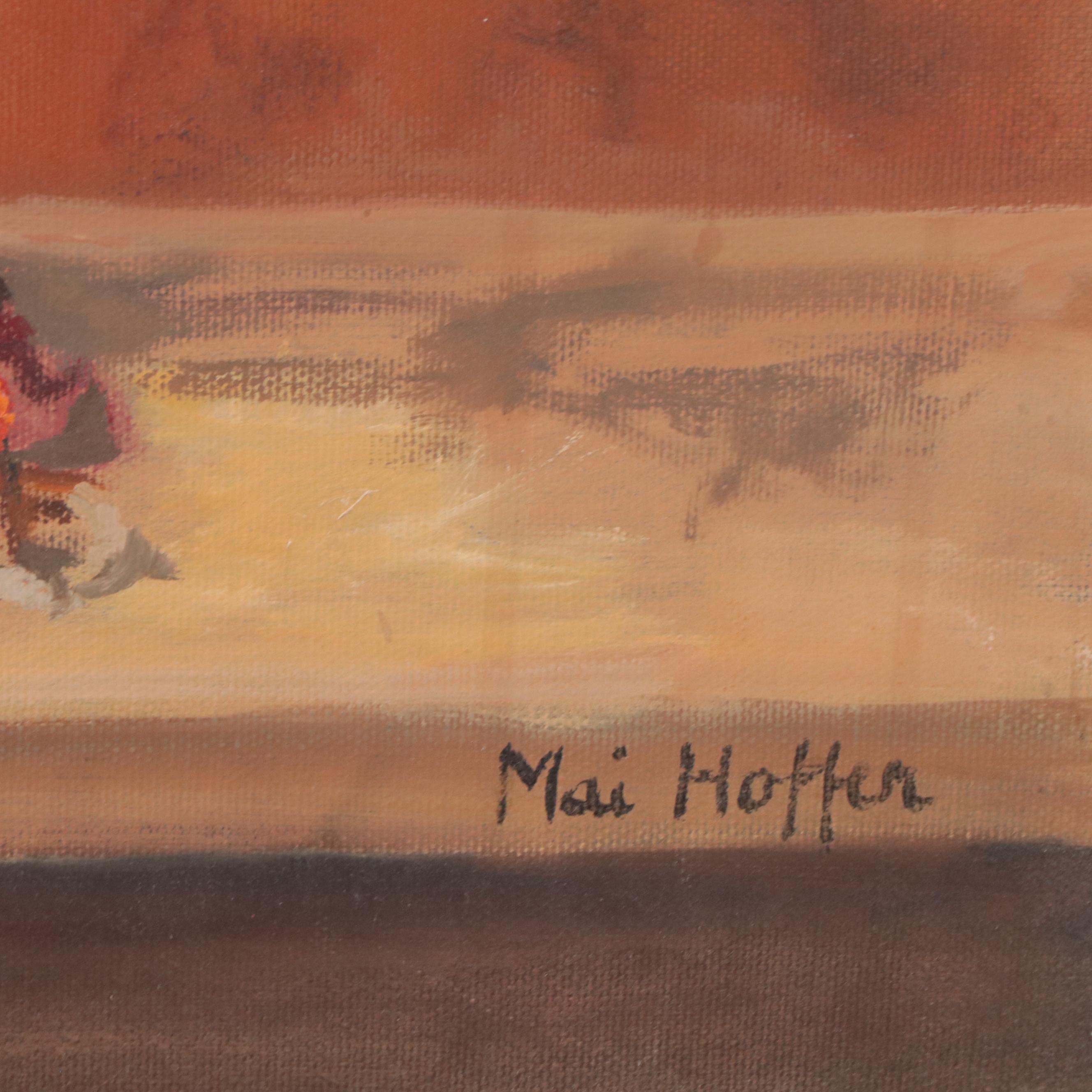 Mai Hoffer Floral Still Life Oil Painting, Mid - Late 20th Century