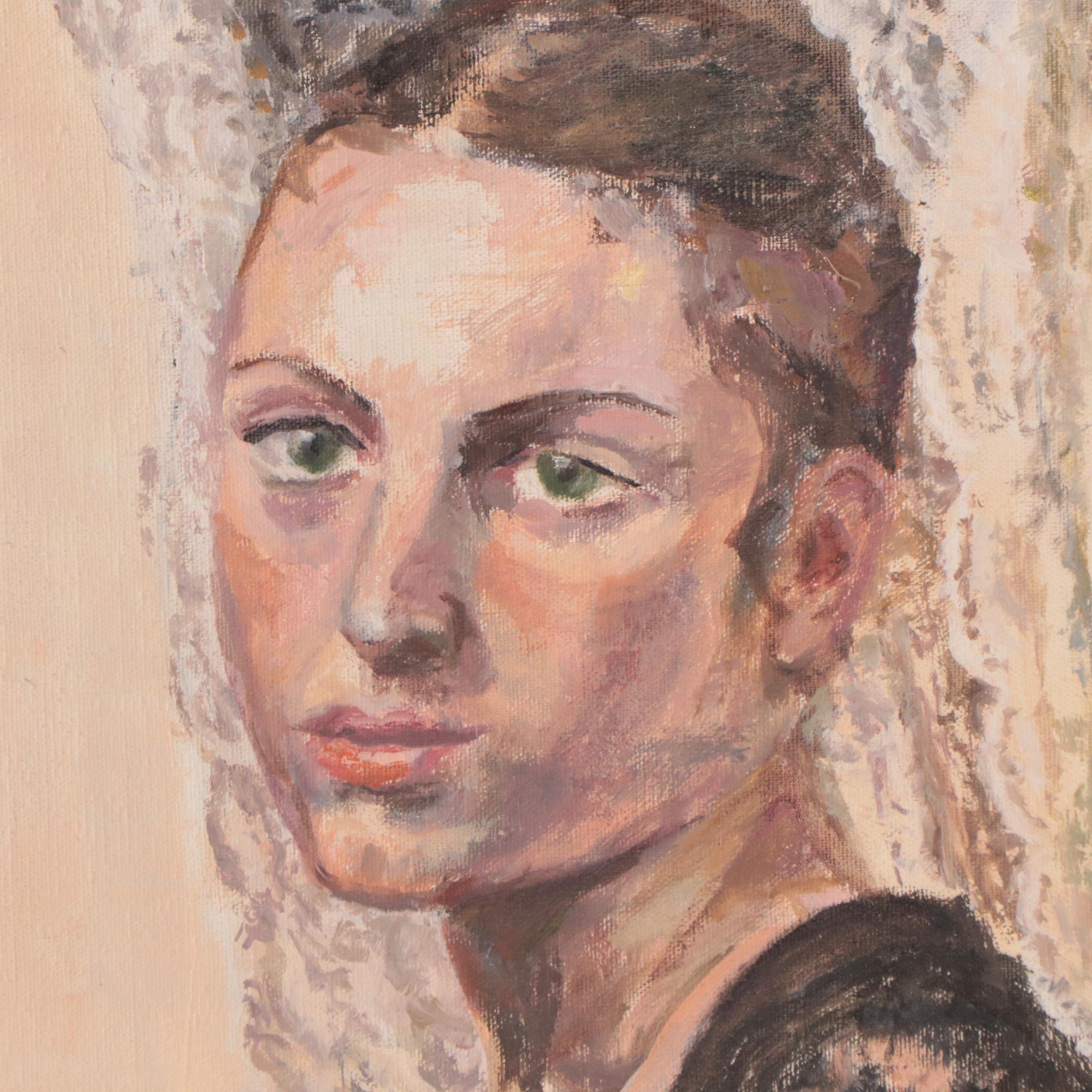 Mai Hoffer Oil Portrait, Mid - Late 20th Century