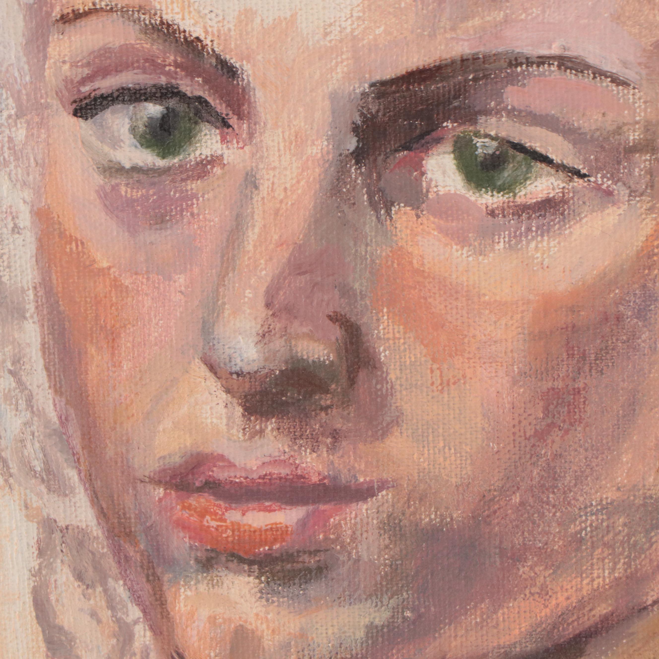 Mai Hoffer Oil Portrait, Mid - Late 20th Century