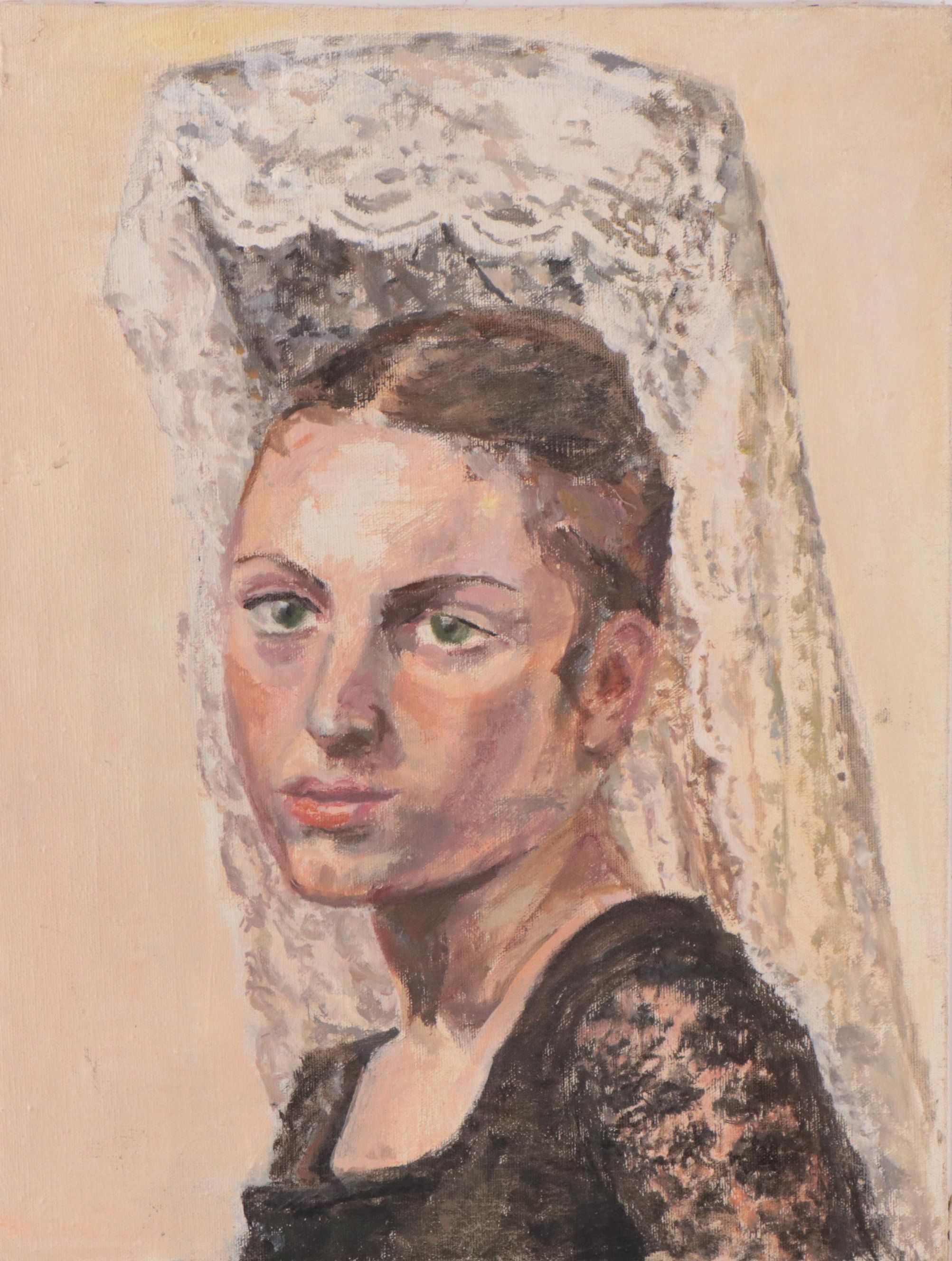 Mai Hoffer Oil Portrait, Mid - Late 20th Century