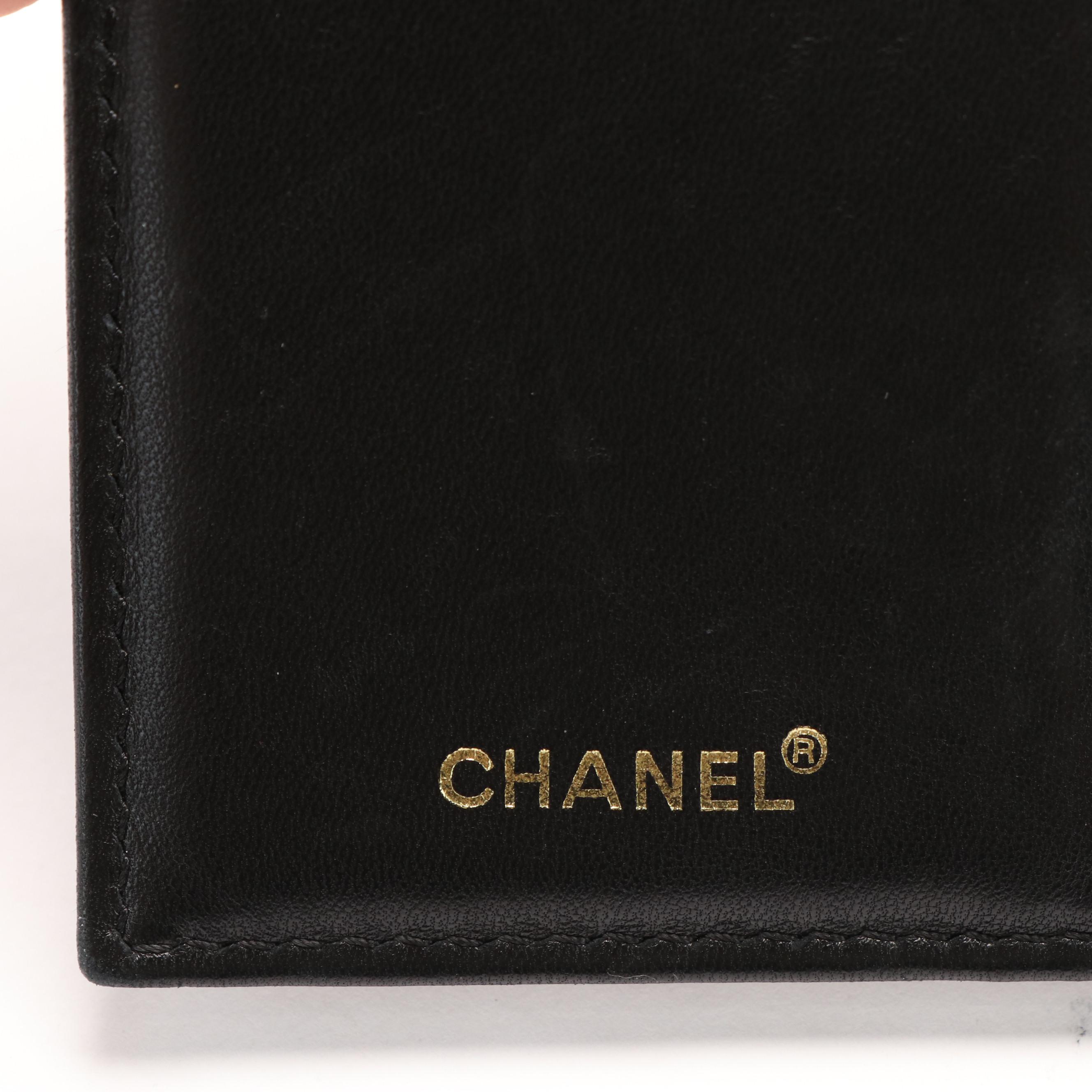 Chanel Black Leather Chocolate Bar Wallet with Box