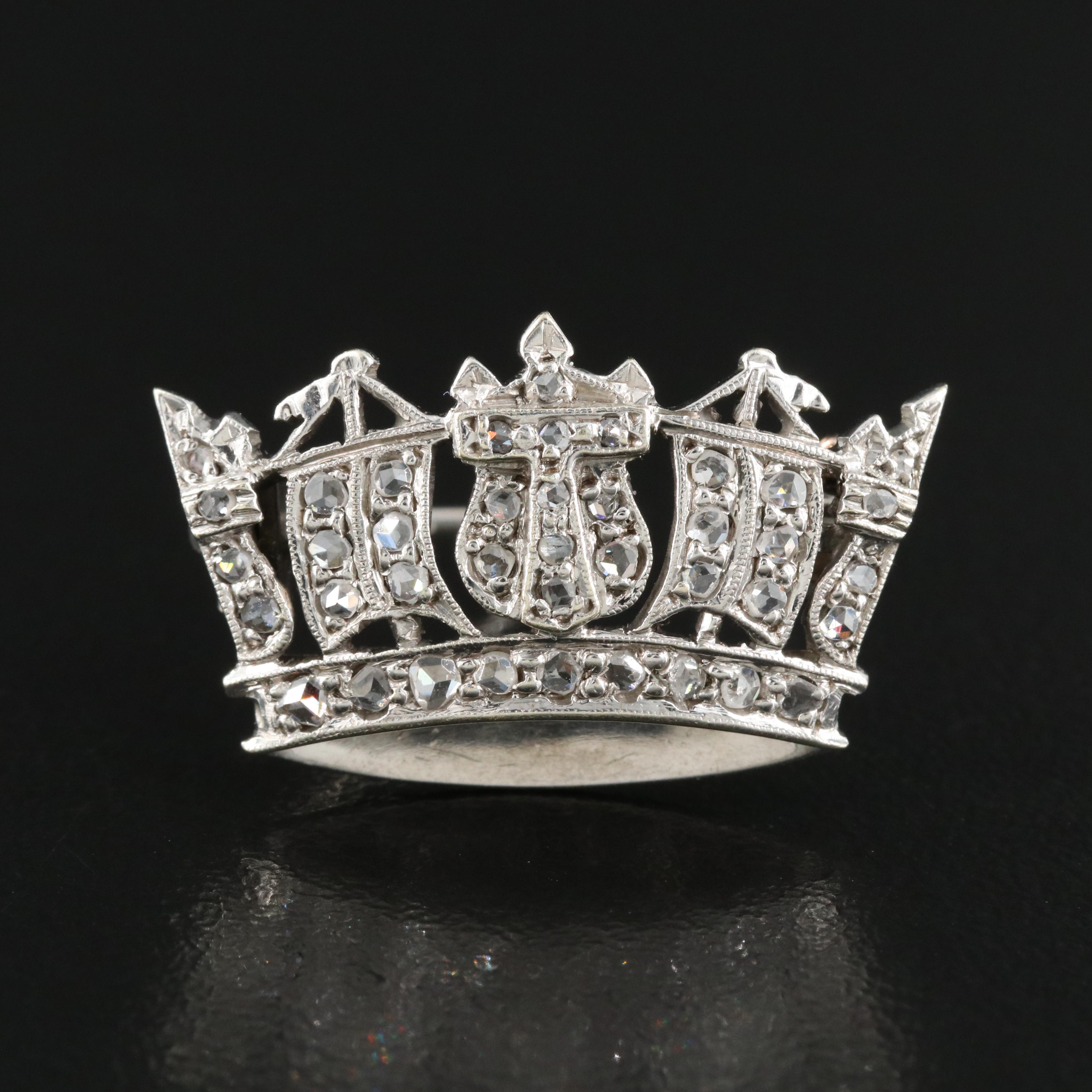 English James William Benson 9K 0.24 CTW Diamond Crown Pin