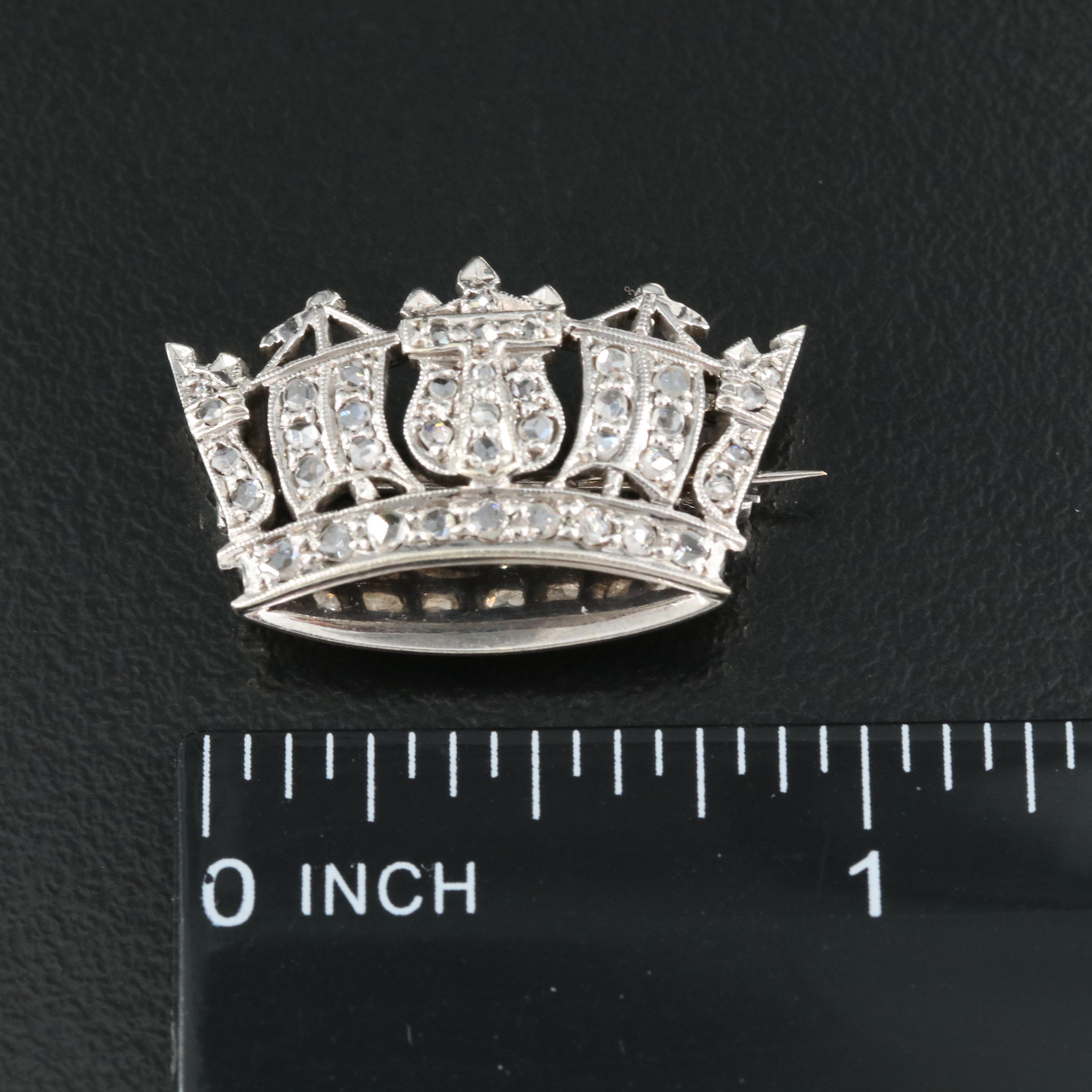 English James William Benson 9K 0.24 CTW Diamond Crown Pin
