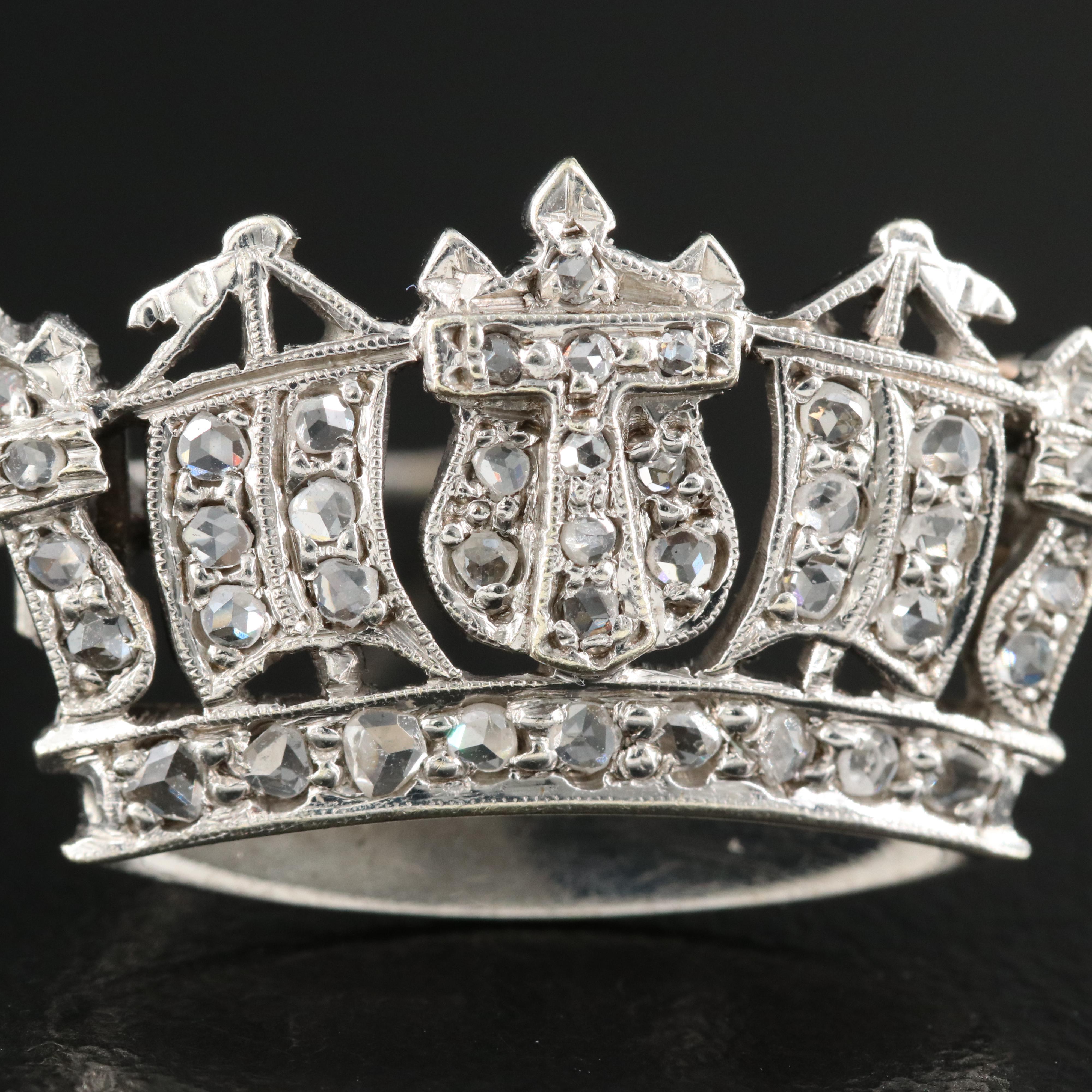 English James William Benson 9K 0.24 CTW Diamond Crown Pin