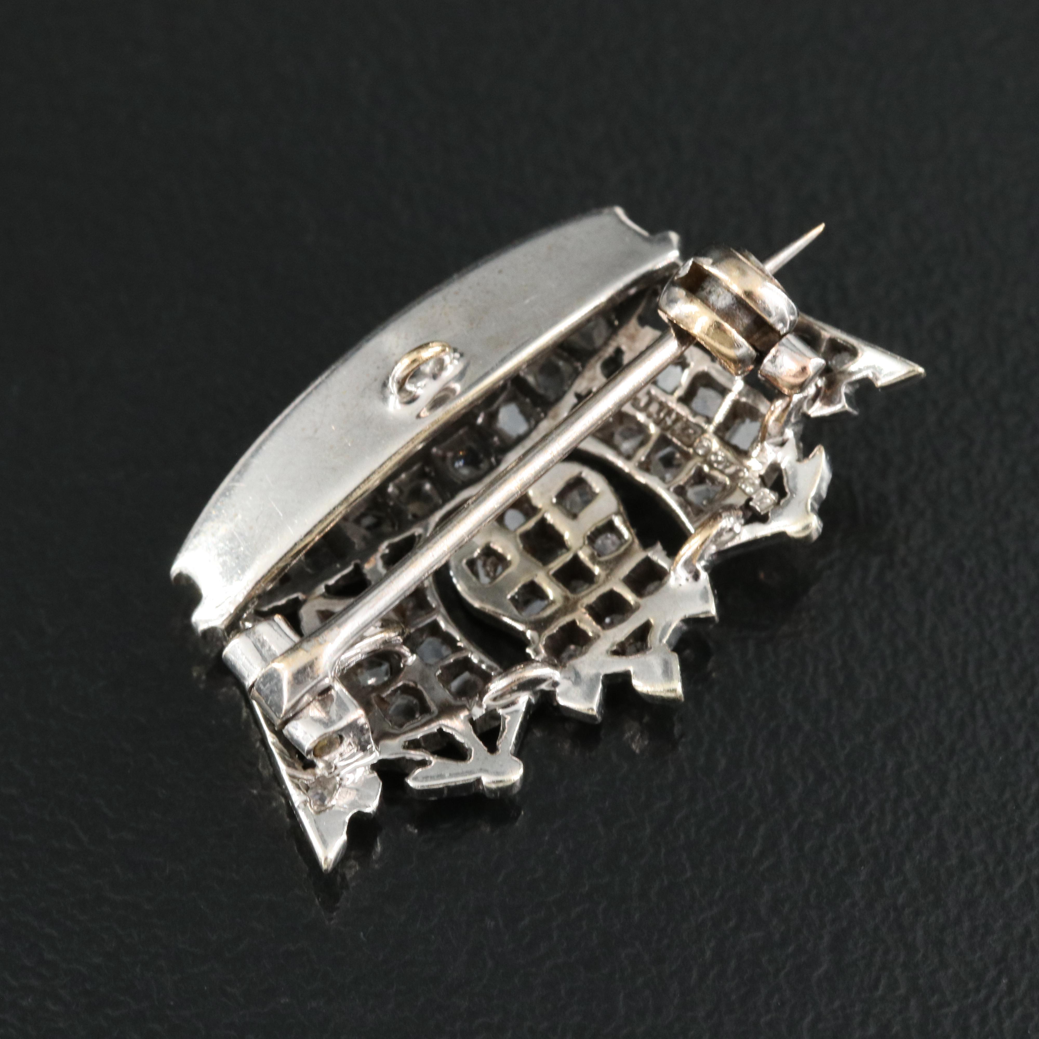English James William Benson 9K 0.24 CTW Diamond Crown Pin