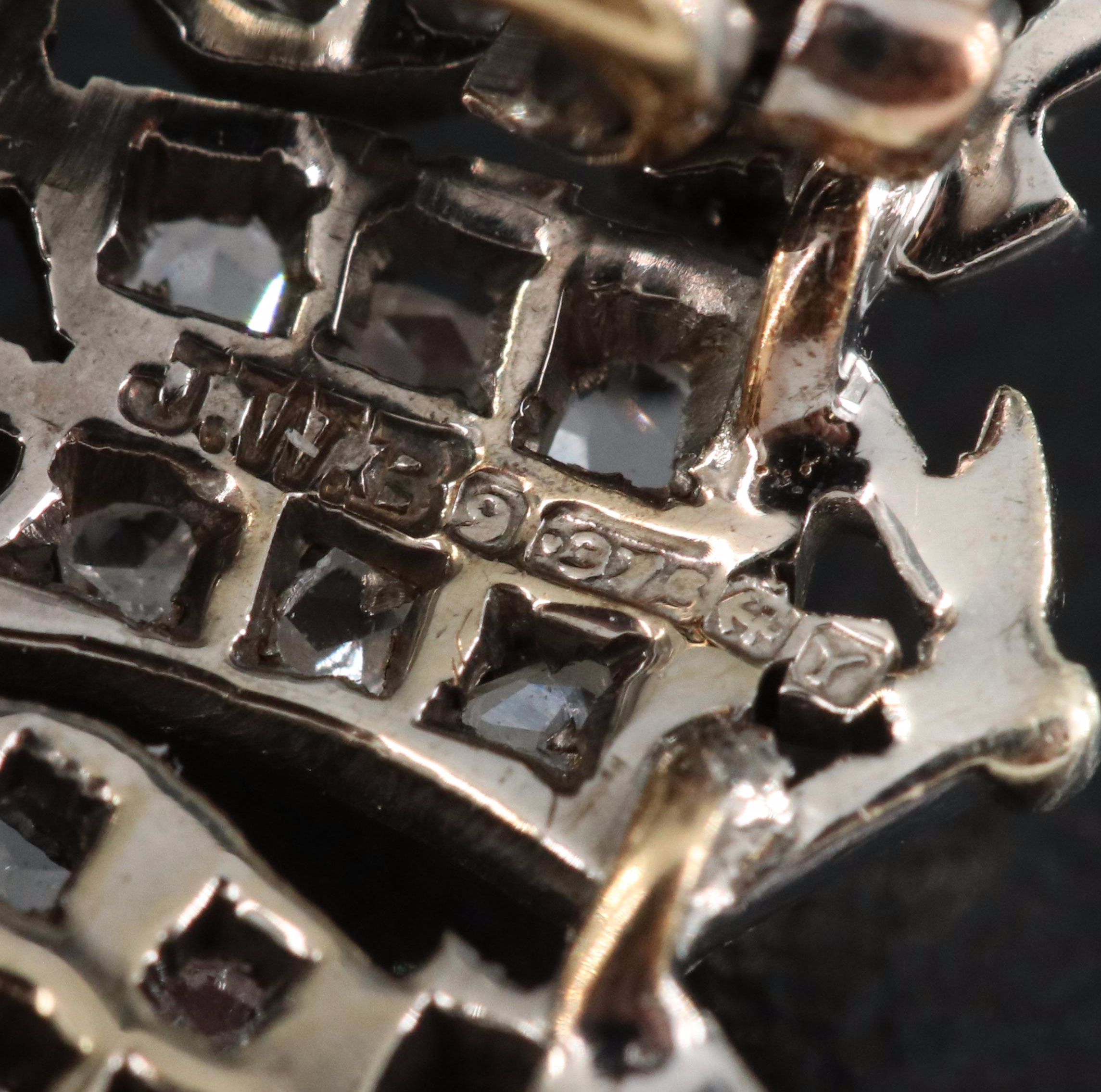 English James William Benson 9K 0.24 CTW Diamond Crown Pin