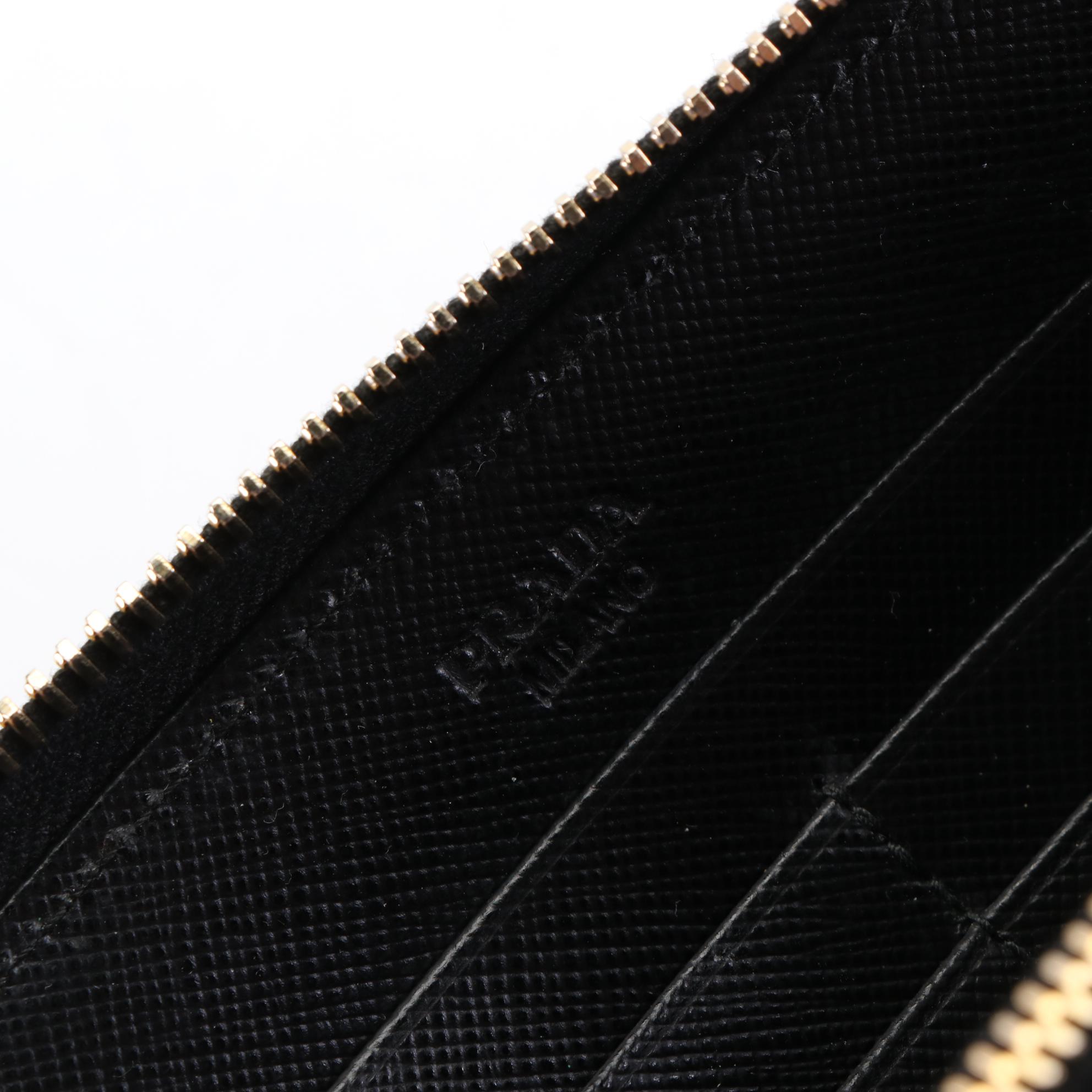 Prada Bow Long Wallet in Black Saffiano Leather