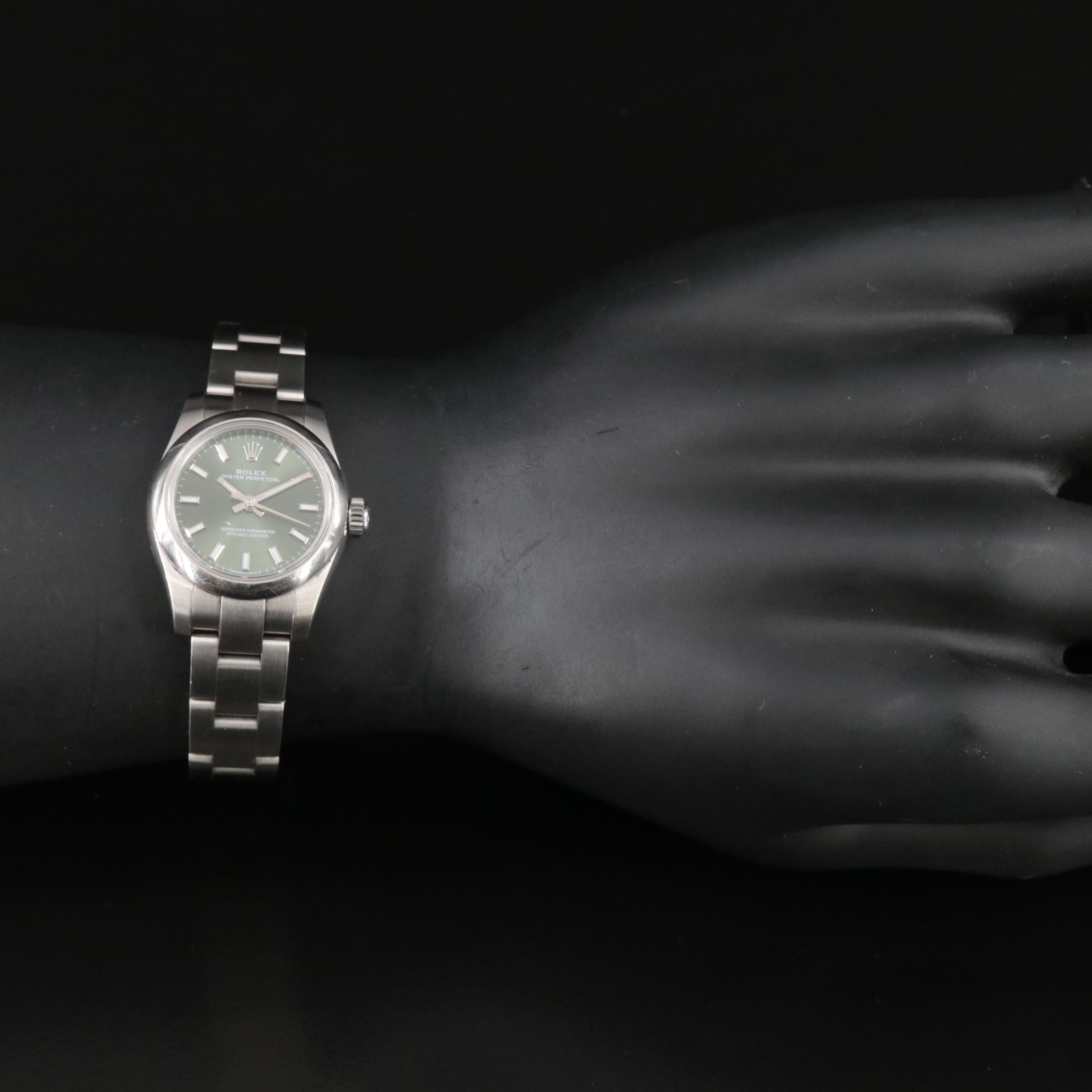 Rolex Oyster Perpetual Olive Green Dial Watch