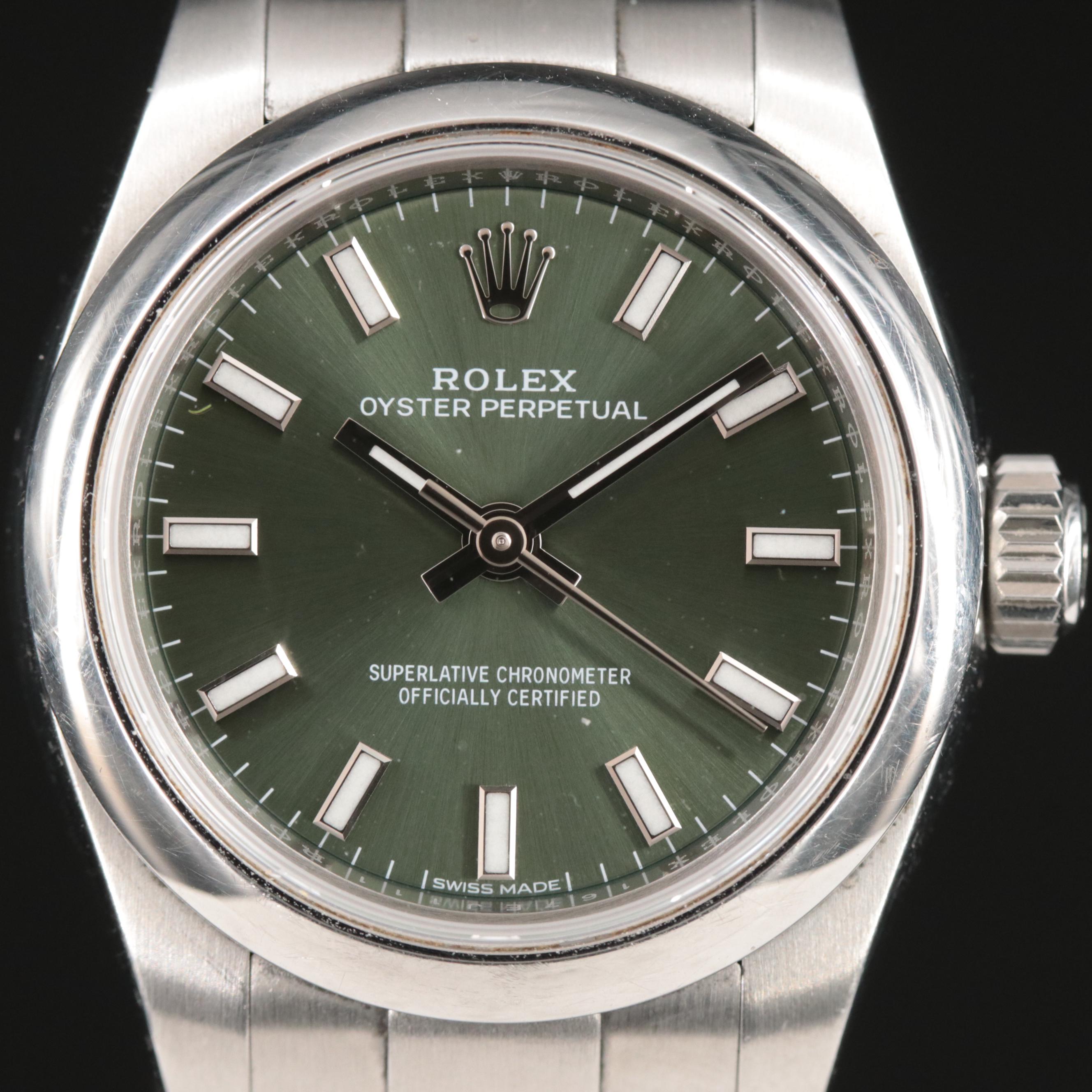 Rolex Oyster Perpetual Olive Green Dial Watch
