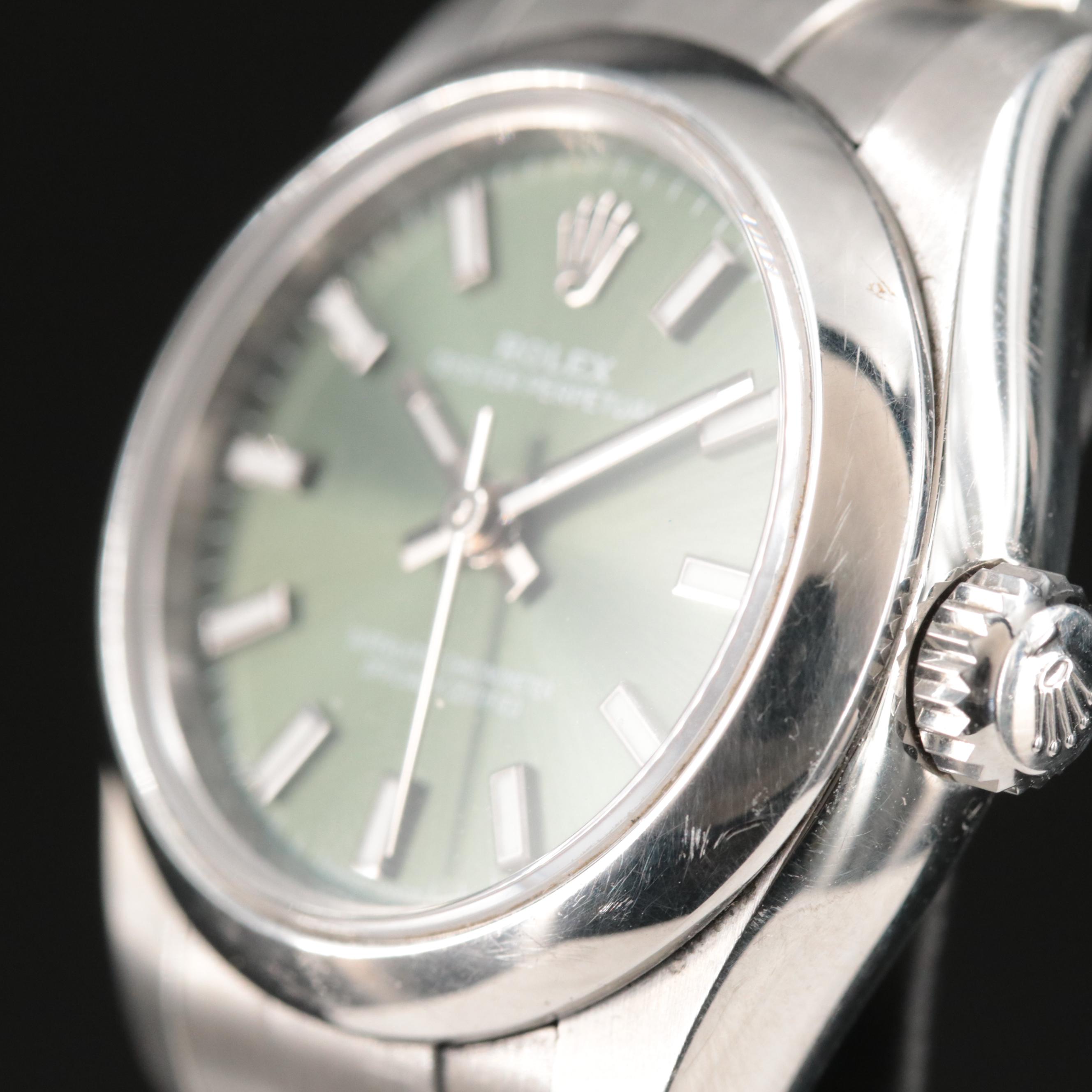 Rolex Oyster Perpetual Olive Green Dial Watch