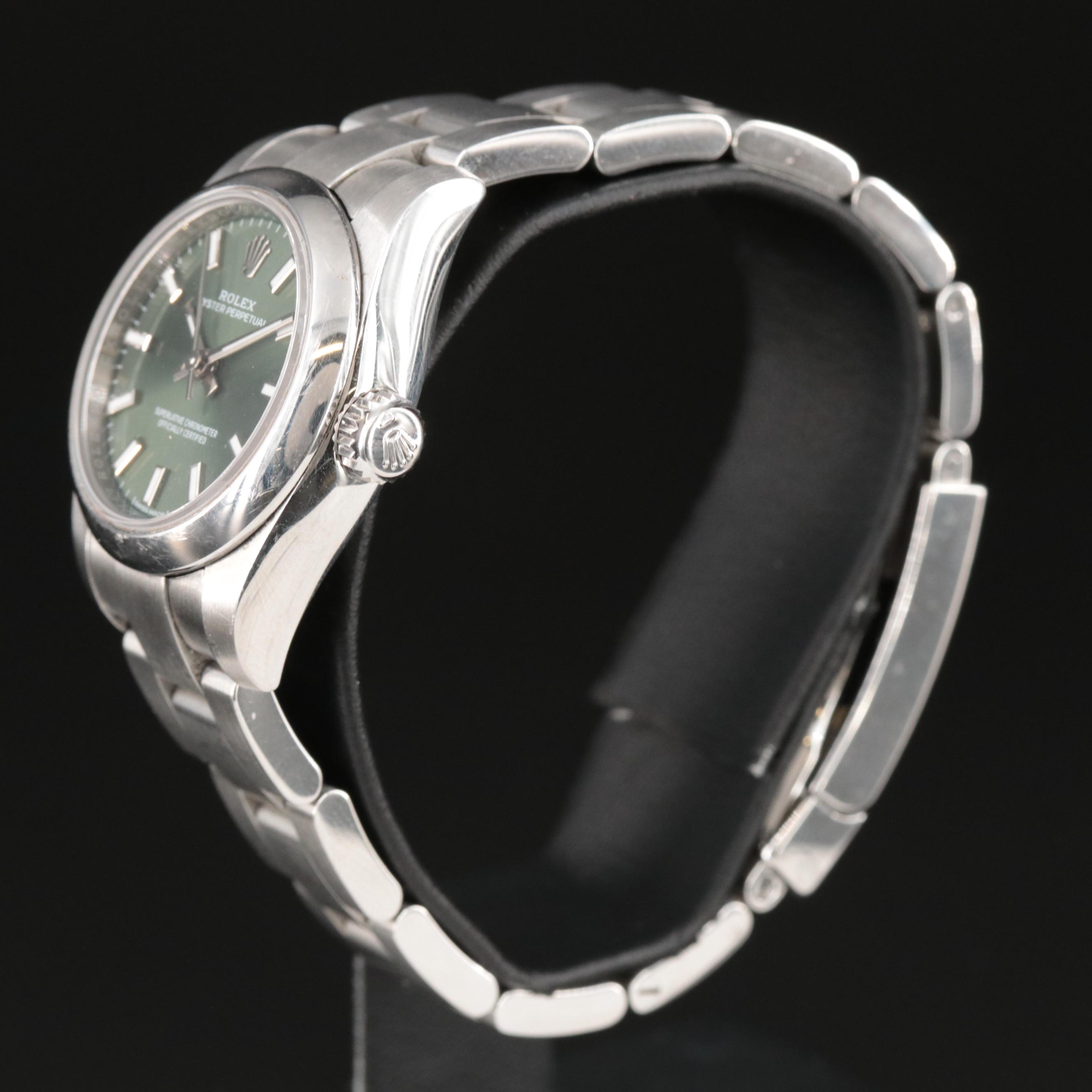 Rolex Oyster Perpetual Olive Green Dial Watch